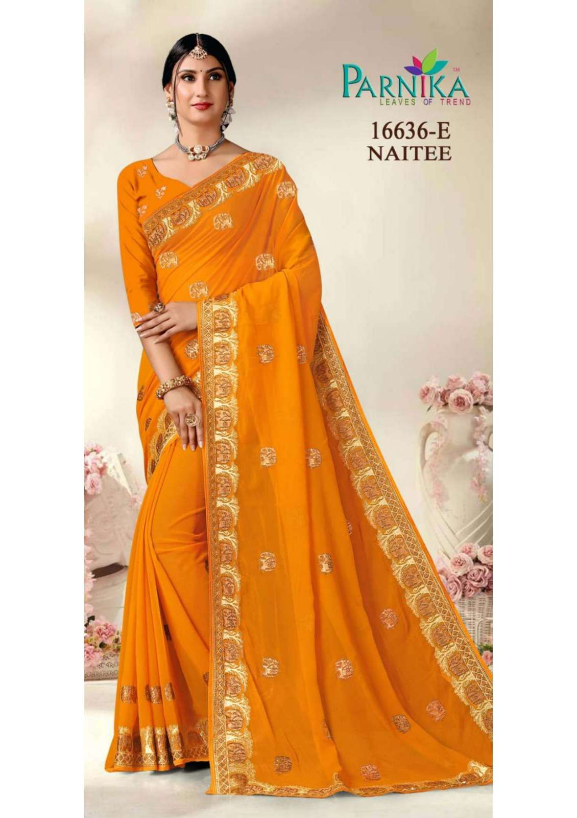 Parnika India Georgette Shirshoke Work Sarees Festive Wear Wedding Saree for Women- 16636
