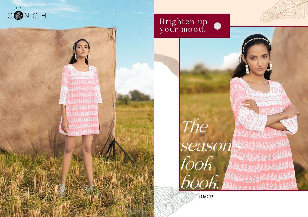 colour plus vol 2 by the conch fancy georgette shicffli work stitch short tops 