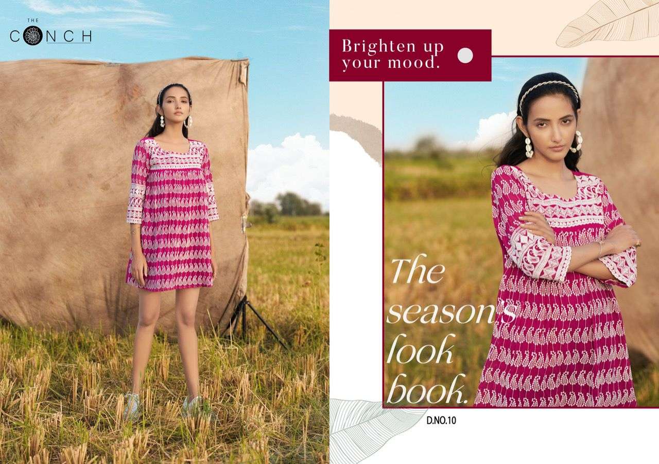 colour plus vol 2 by the conch fancy georgette shicffli work stitch short tops 
