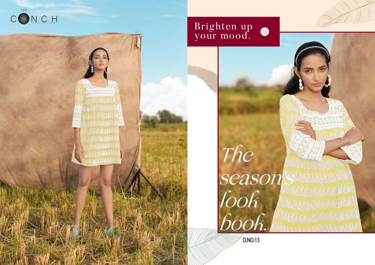 colour plus vol 2 by the conch fancy georgette shicffli work stitch short tops 