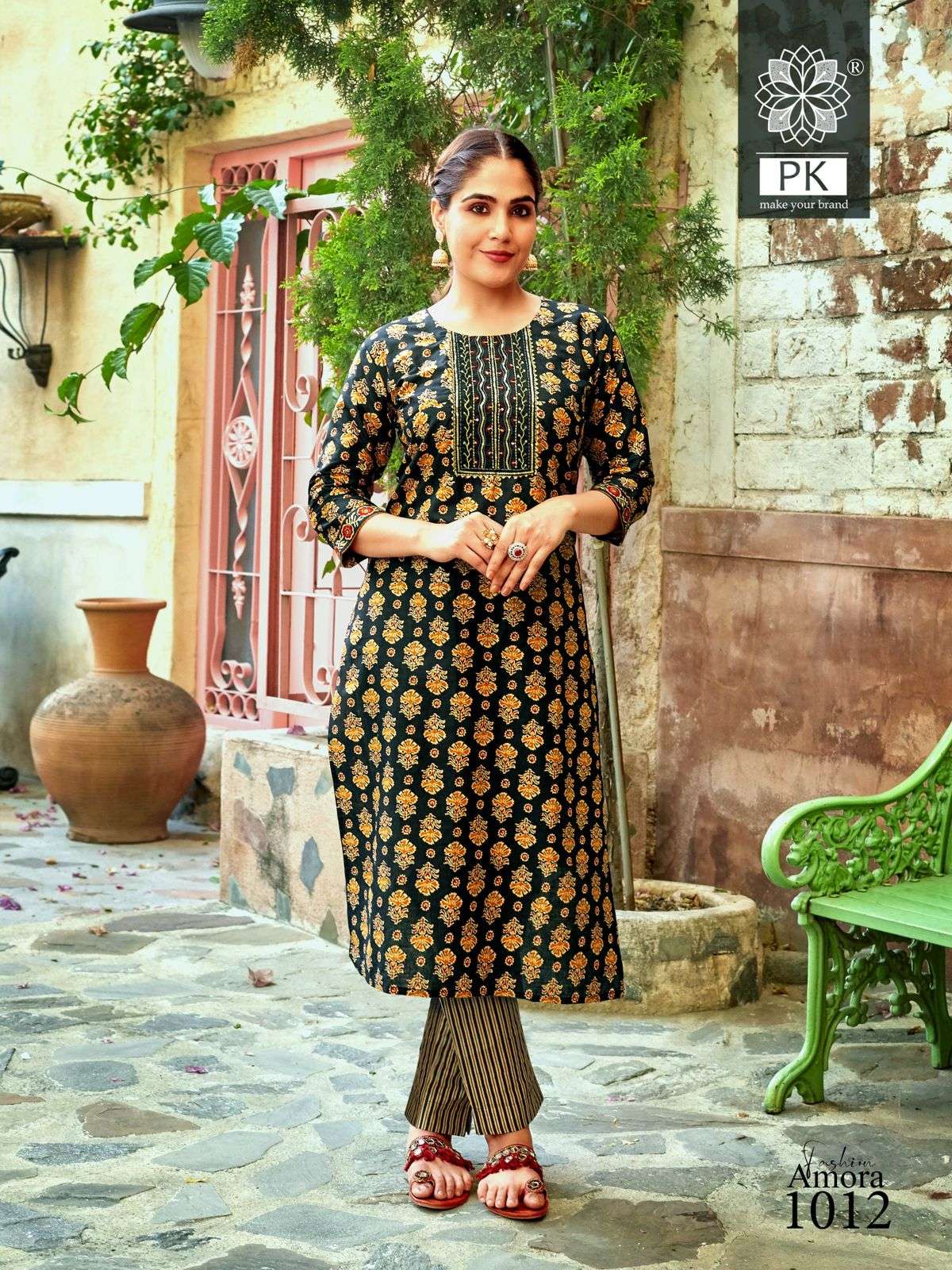 pk present fashion amora vol 1 fancy cotton print kurti with pant catalog