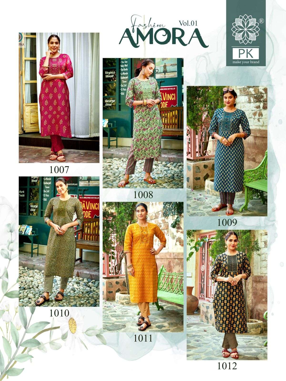 pk present fashion amora vol 1 fancy cotton print kurti with pant catalog