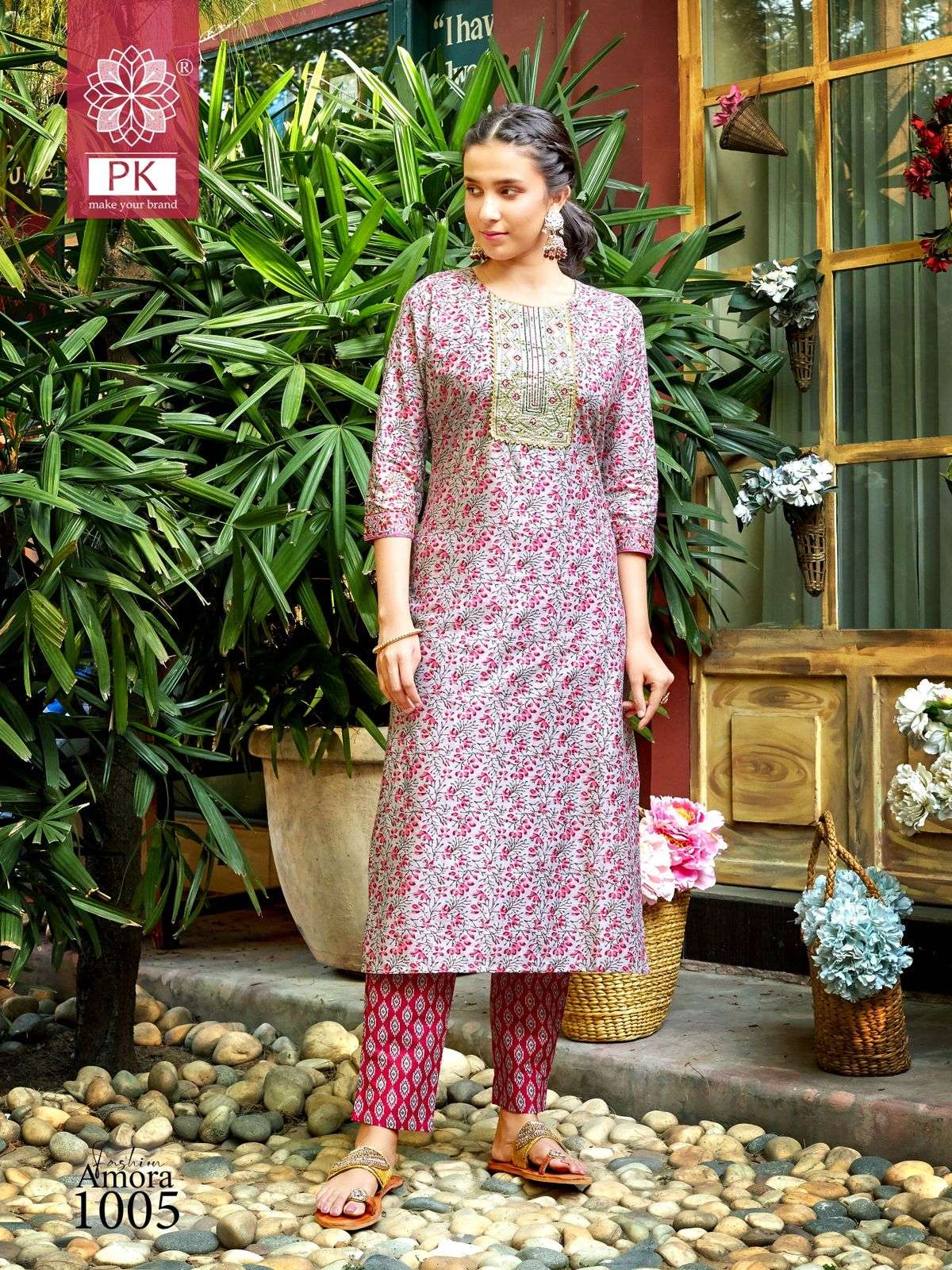 pk present fashion amora vol 1 fancy cotton print kurti with pant catalog