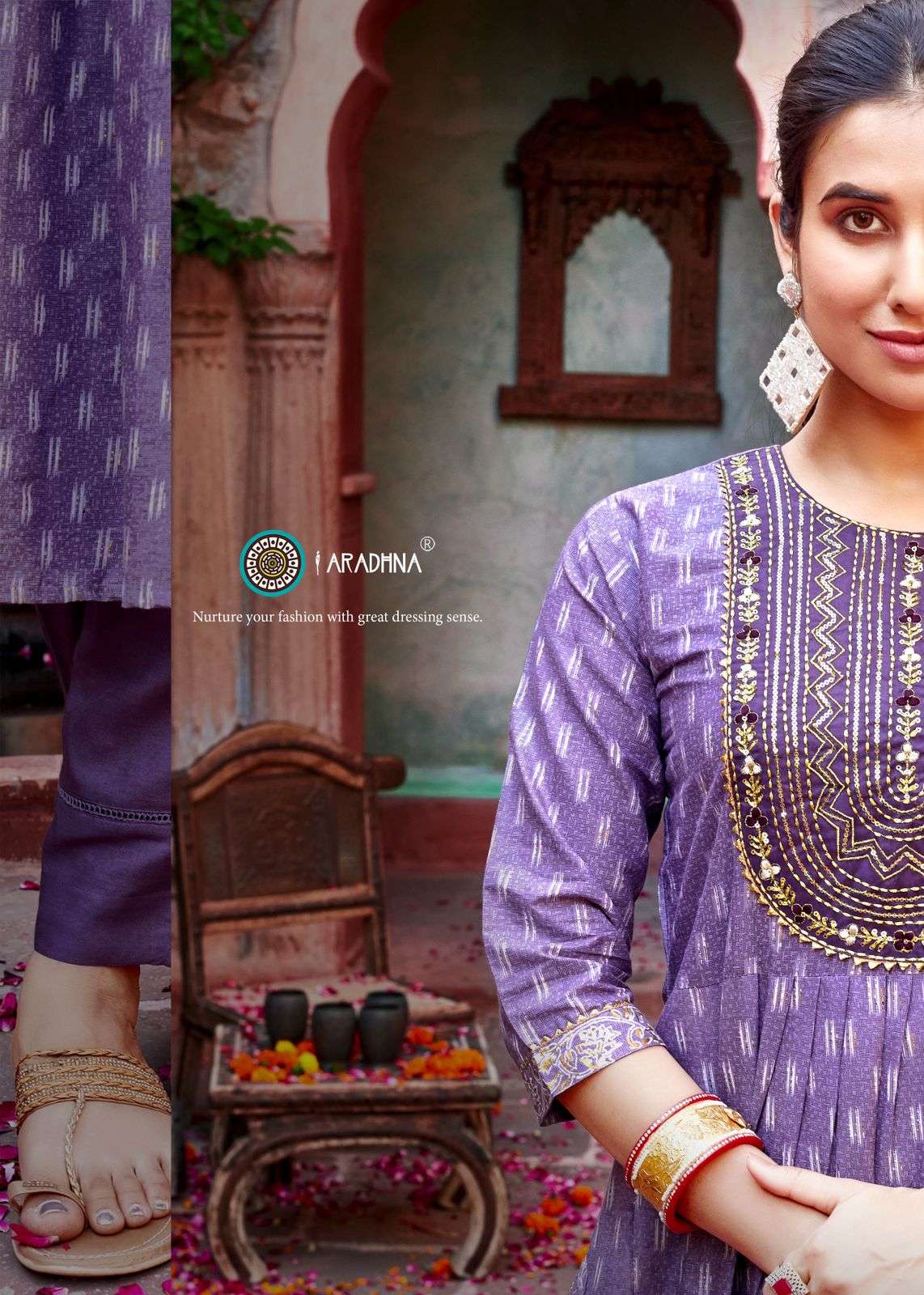 aradhana fashion vintage vol 1 fancy cotton nayra cut kurti with pant and dupatta catalog