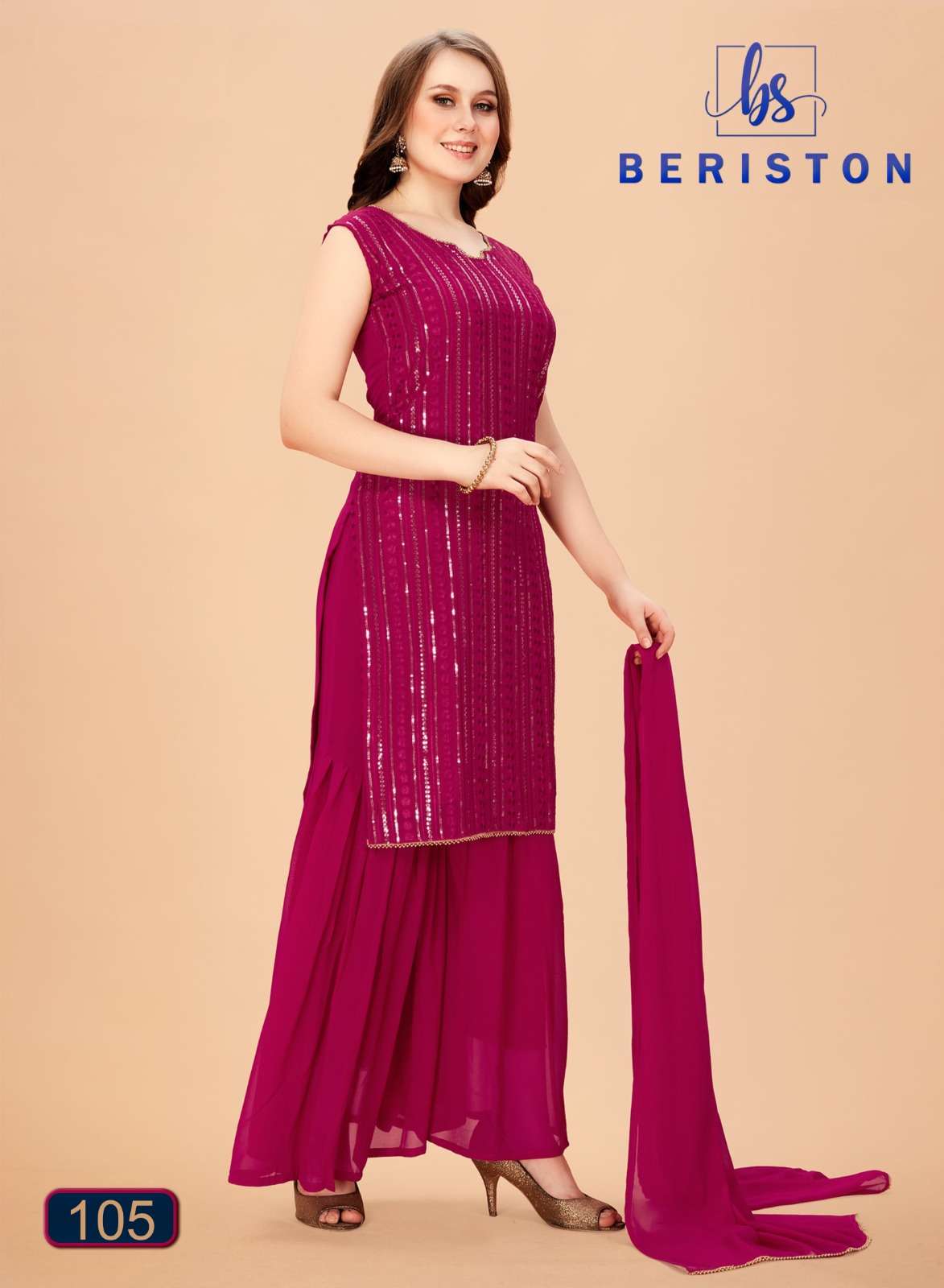 beriston bs vol 1 wedding wear designer sequence work kurti with sharara and dupatta catalog