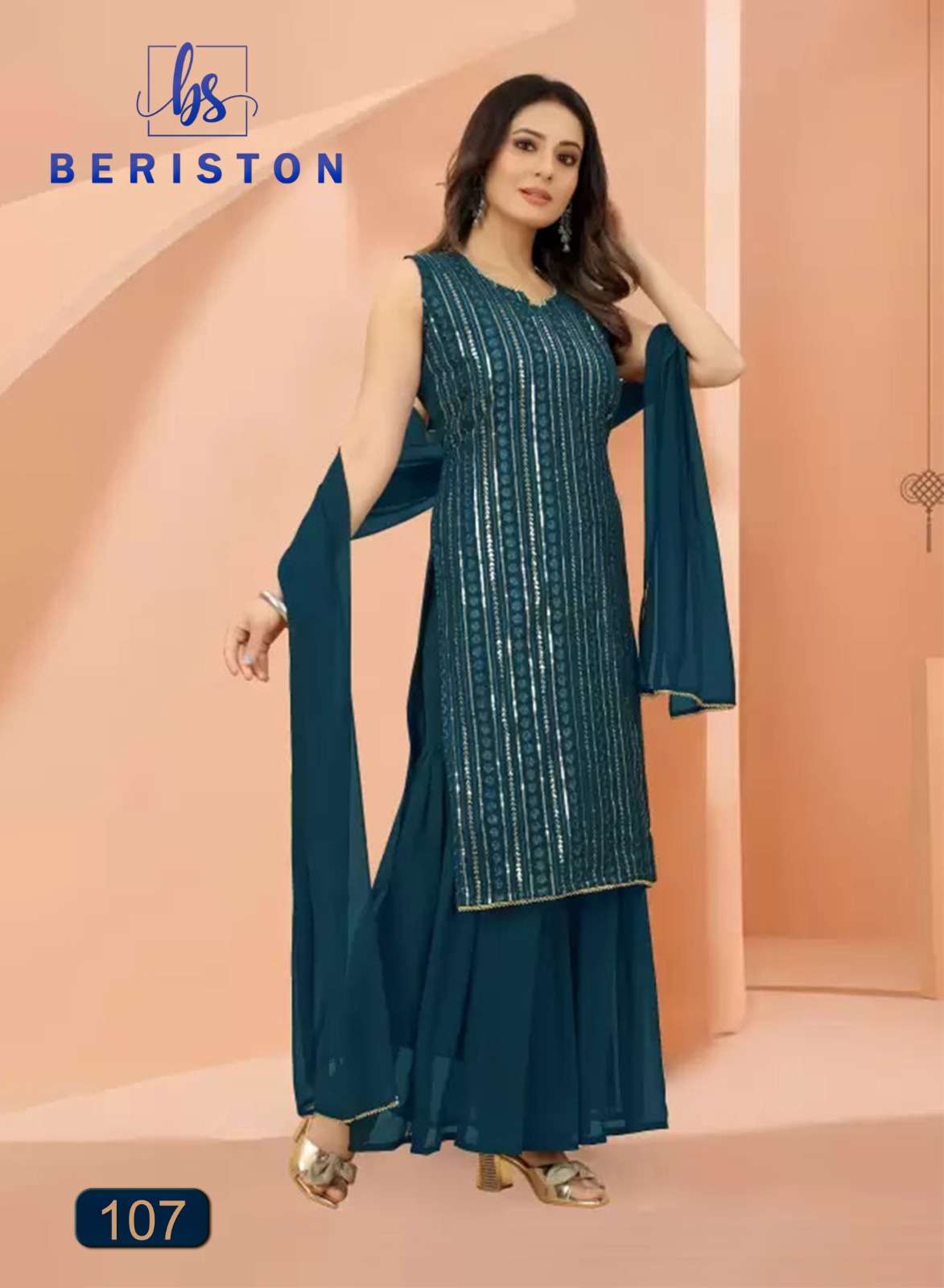 beriston bs vol 1 wedding wear designer sequence work kurti with sharara and dupatta catalog
