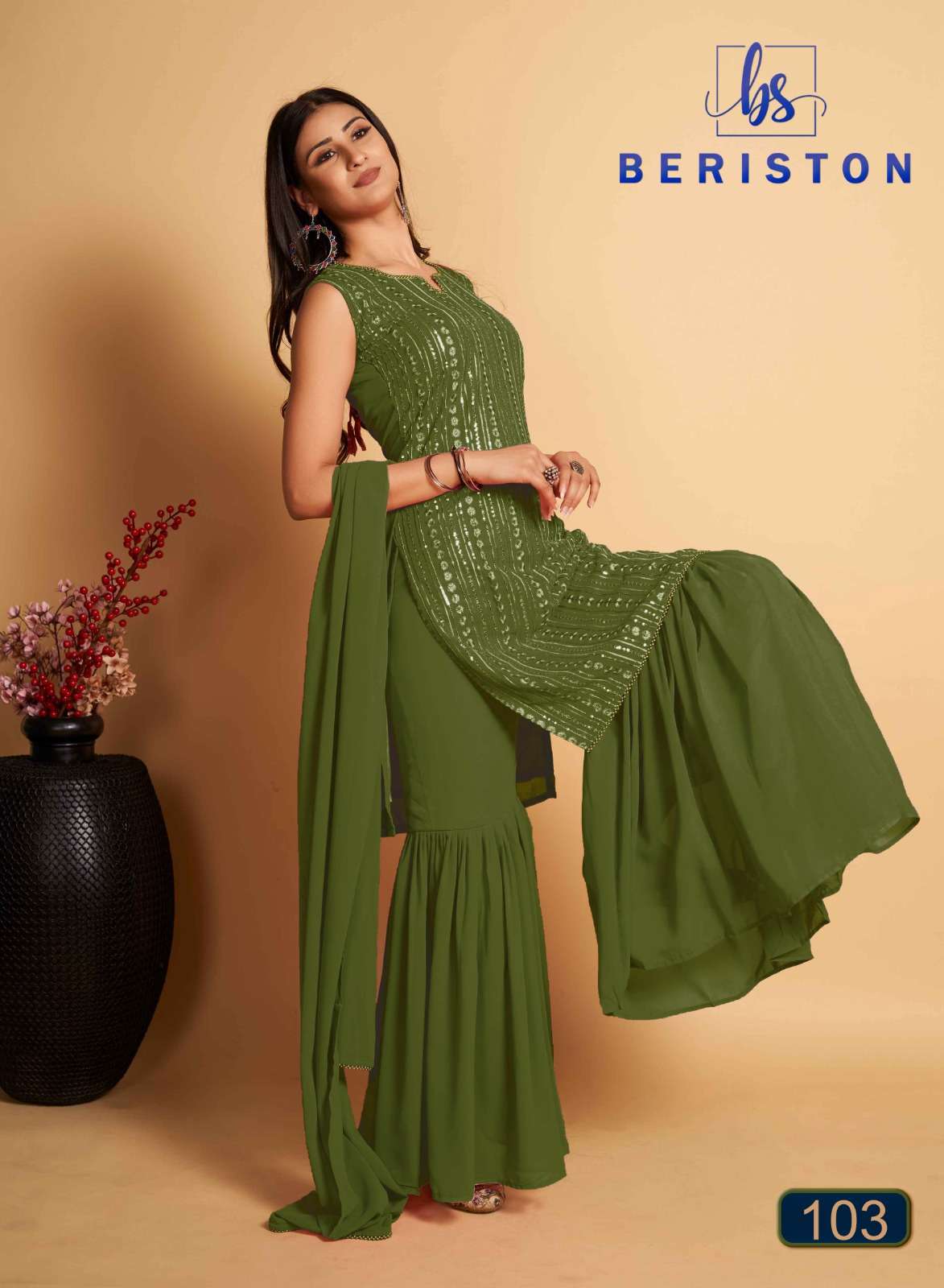 beriston bs vol 1 wedding wear designer sequence work kurti with sharara and dupatta catalog