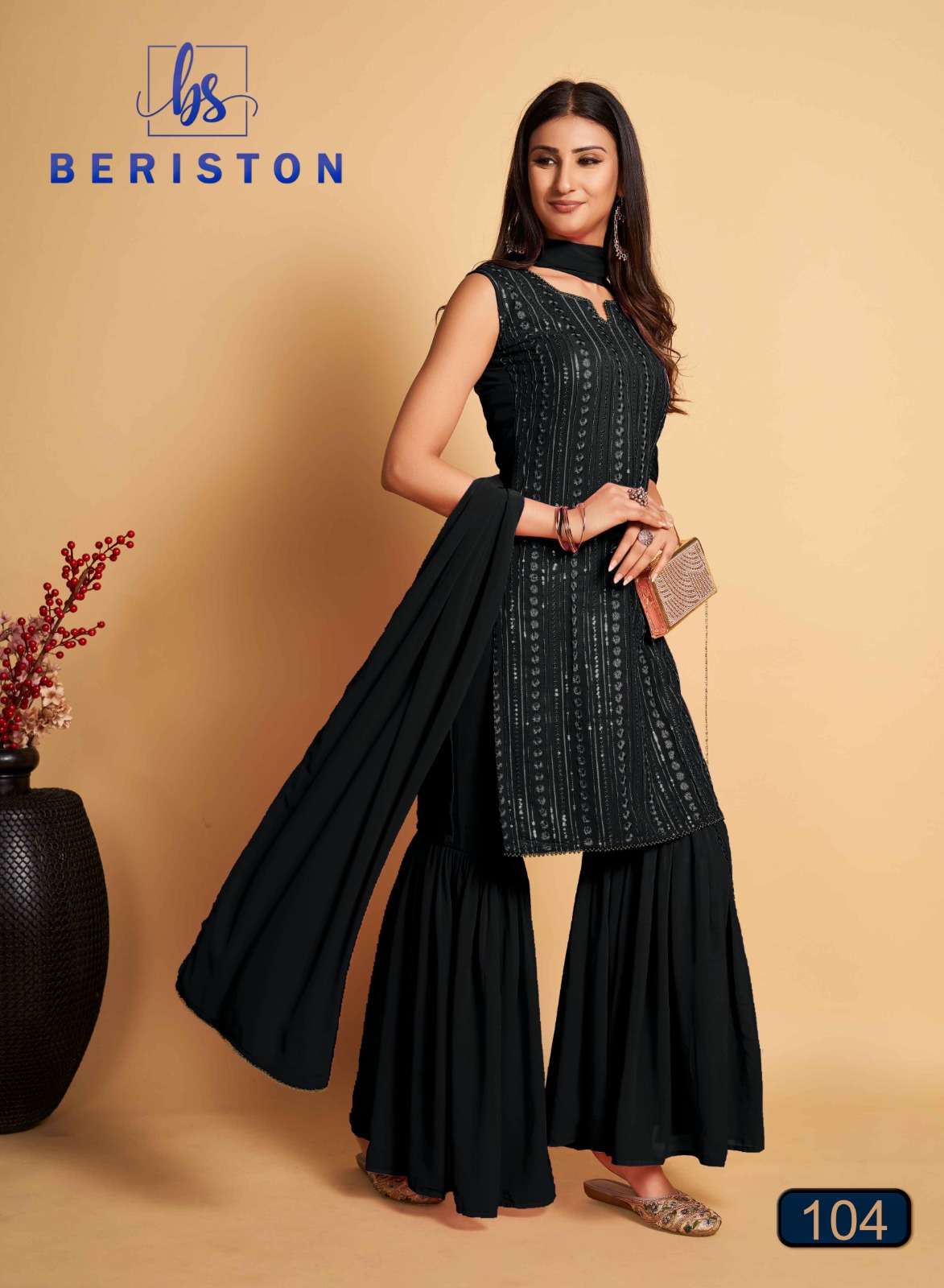 beriston bs vol 1 wedding wear designer sequence work kurti with sharara and dupatta catalog