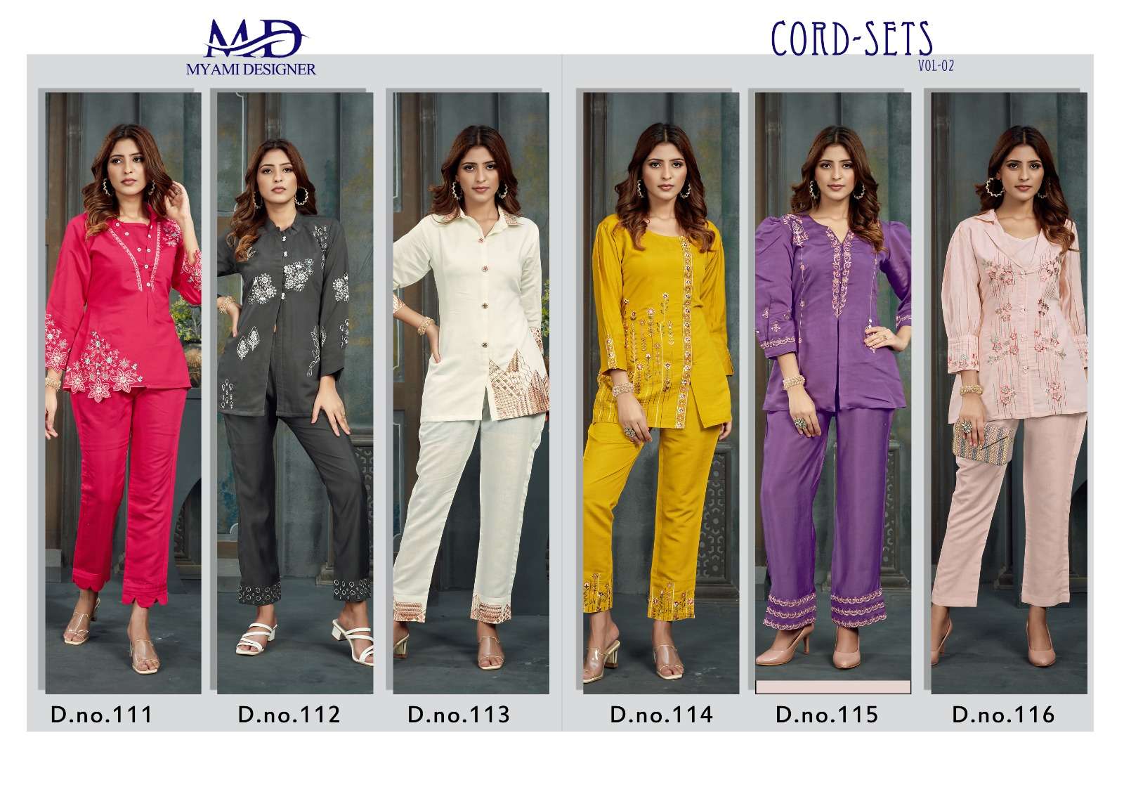 cord sets vol 2 by myami designer beautiful viscose tunic with pant fancy cord set online supplier