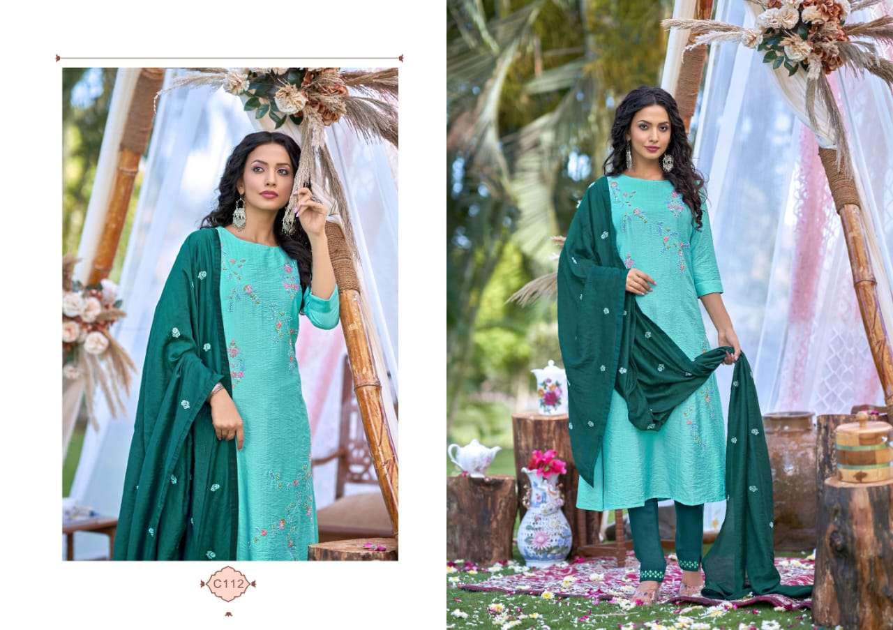 crayon present rangat beautiful work readymade salwar kameez with chanderi silk dupatta catalog