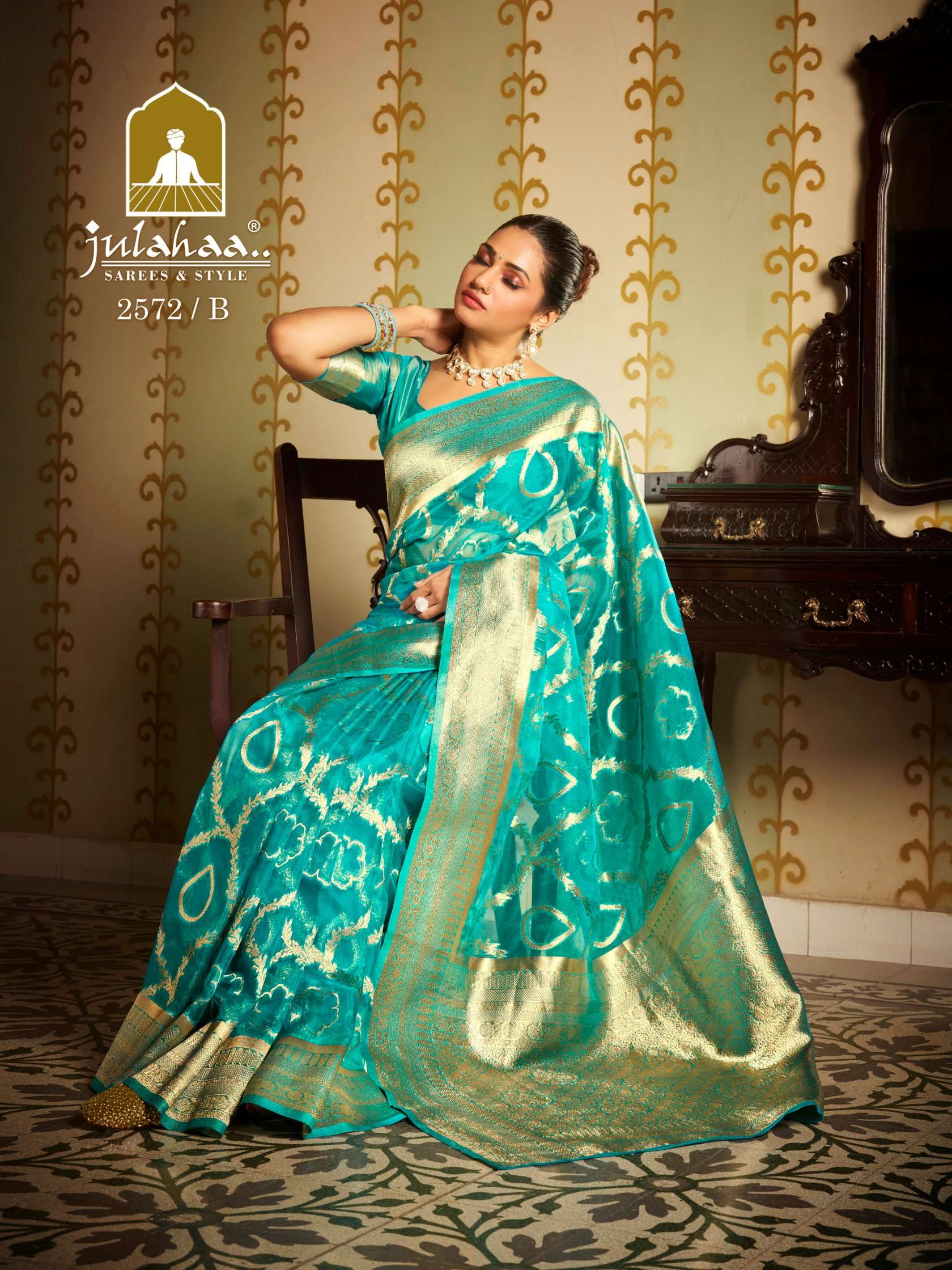 julahaa 2572 designs festive wear organza silk saree catalog