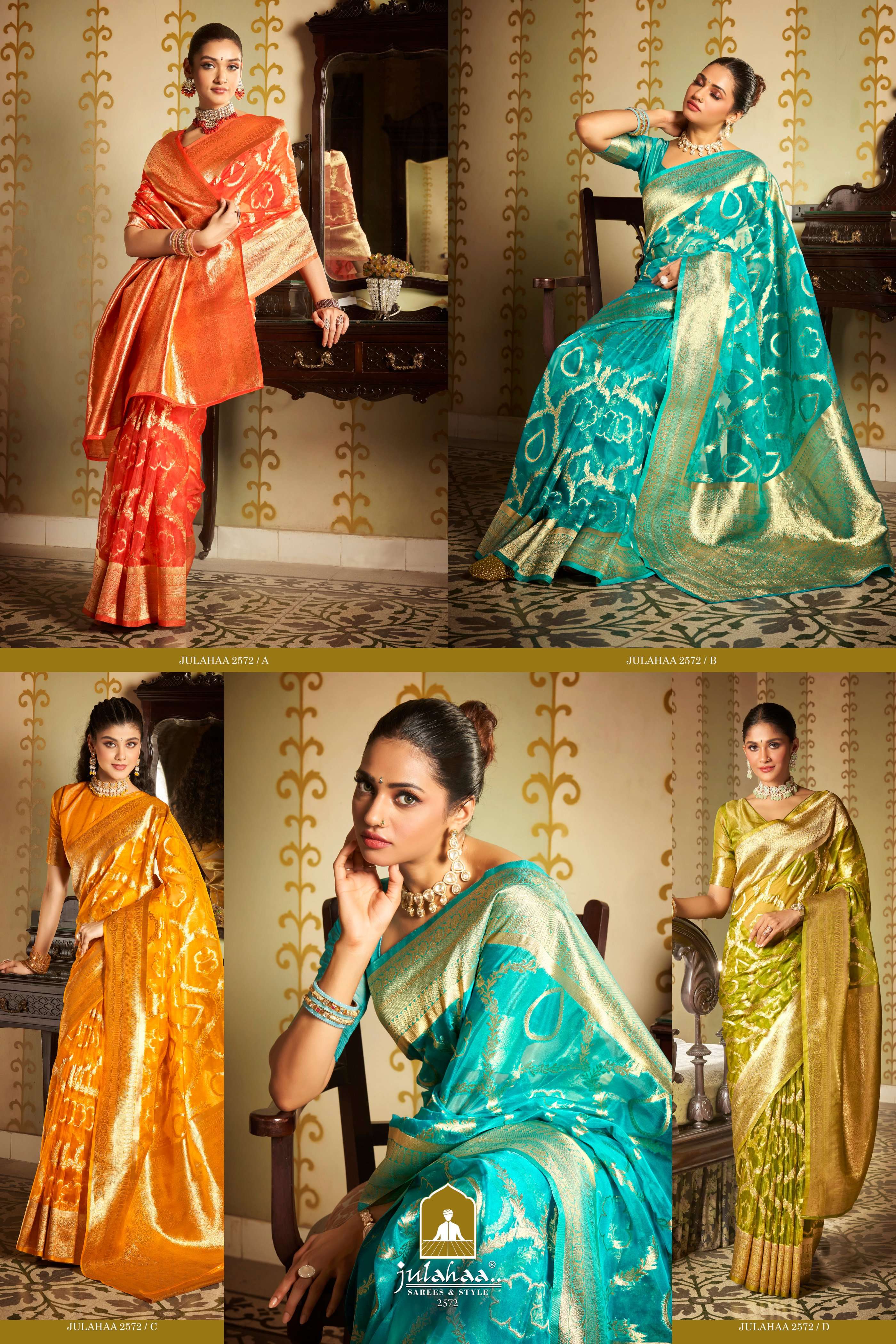 julahaa 2572 designs festive wear organza silk saree catalog