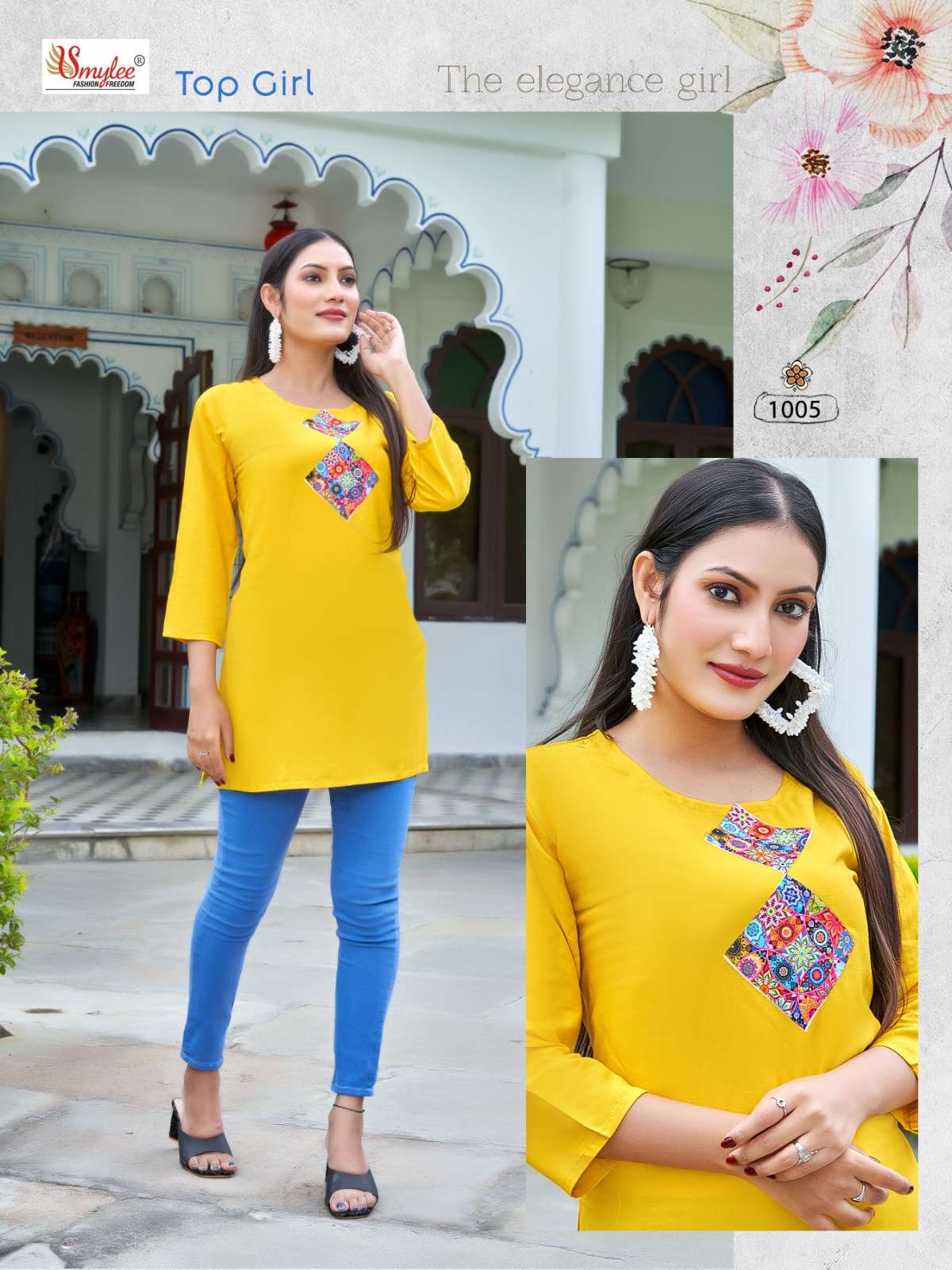 smylee present top girl fancy rayon stitch short tops catalog