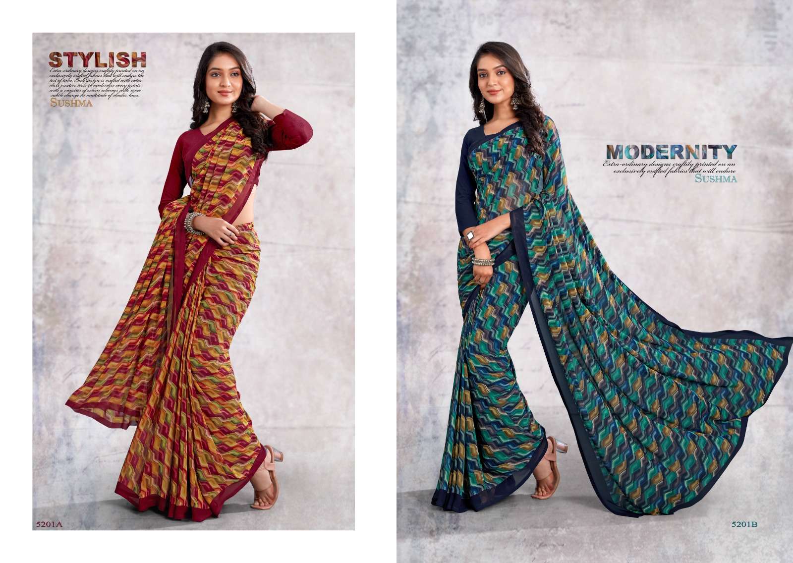 sushma present soft 52 georgette fancy daily wear saree catalog