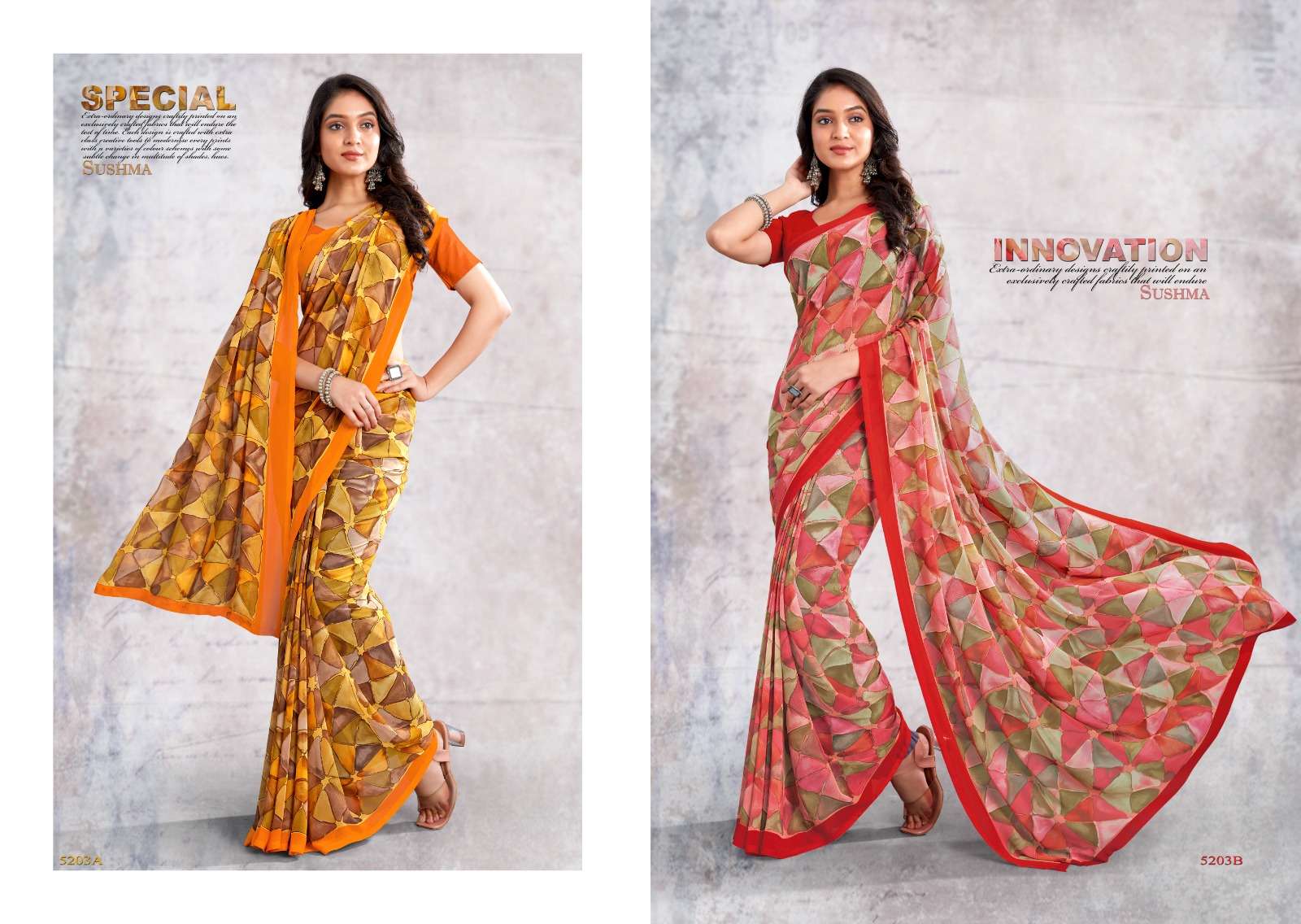 sushma present soft 52 georgette fancy daily wear saree catalog