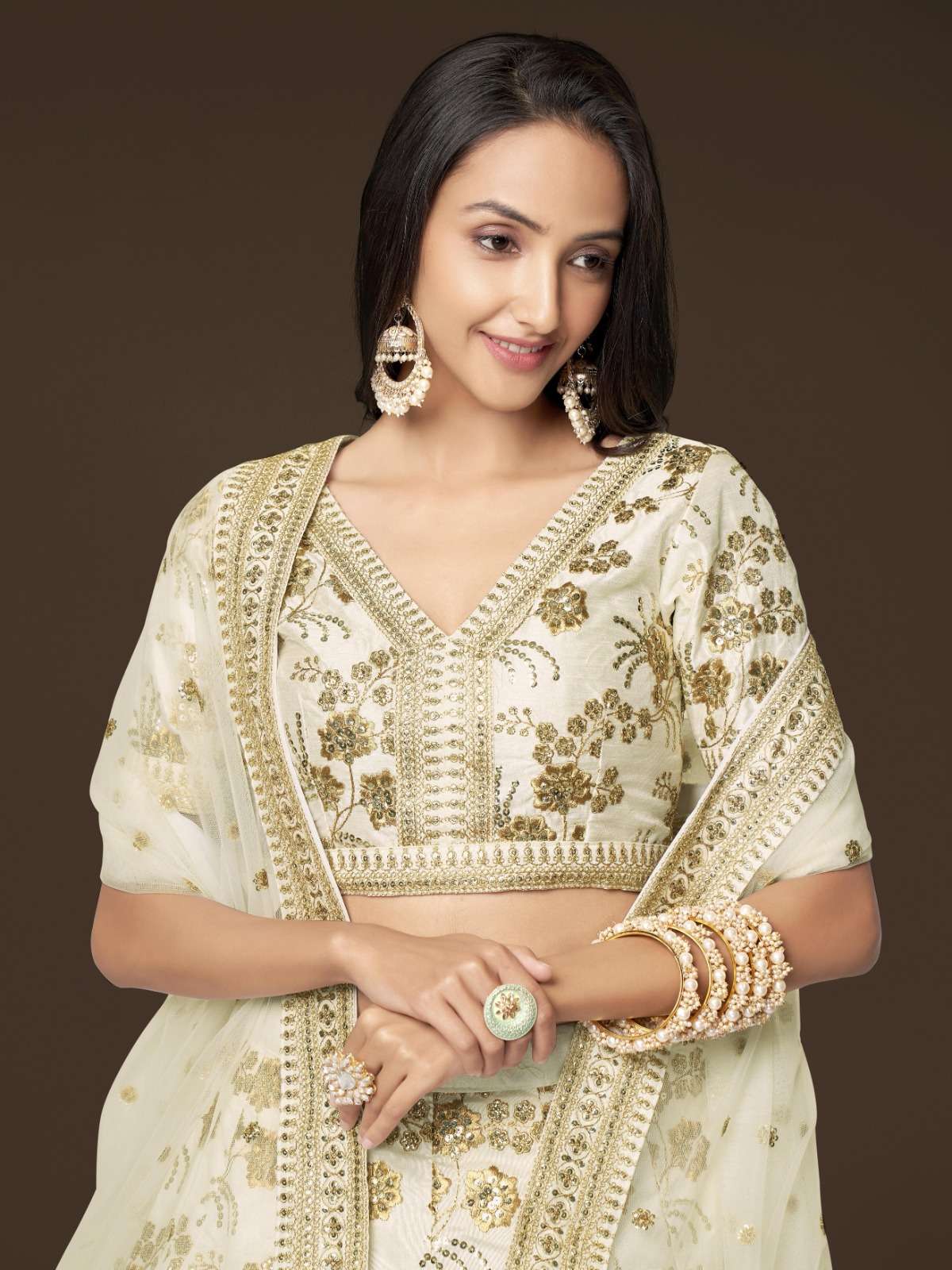 zeel 7813 designer diva white color lehenga choli single design 