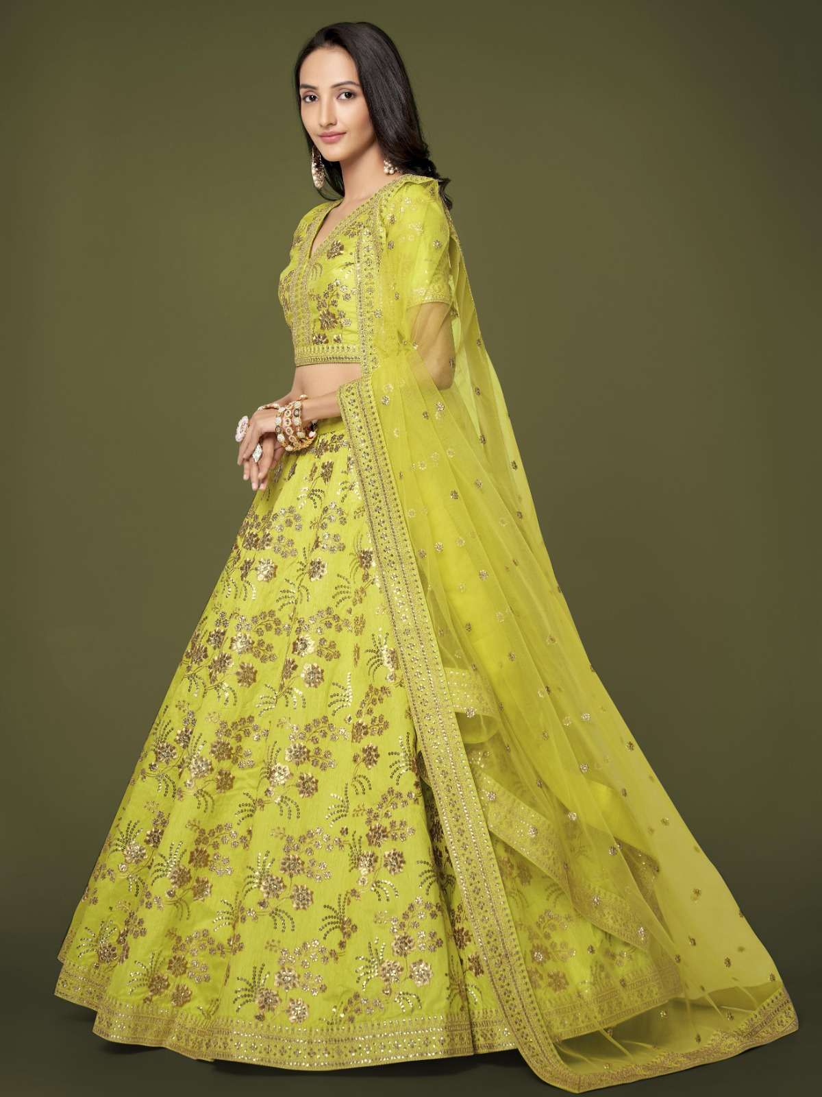 zeel 7816 amazing designs neon green color single lehenga choli 