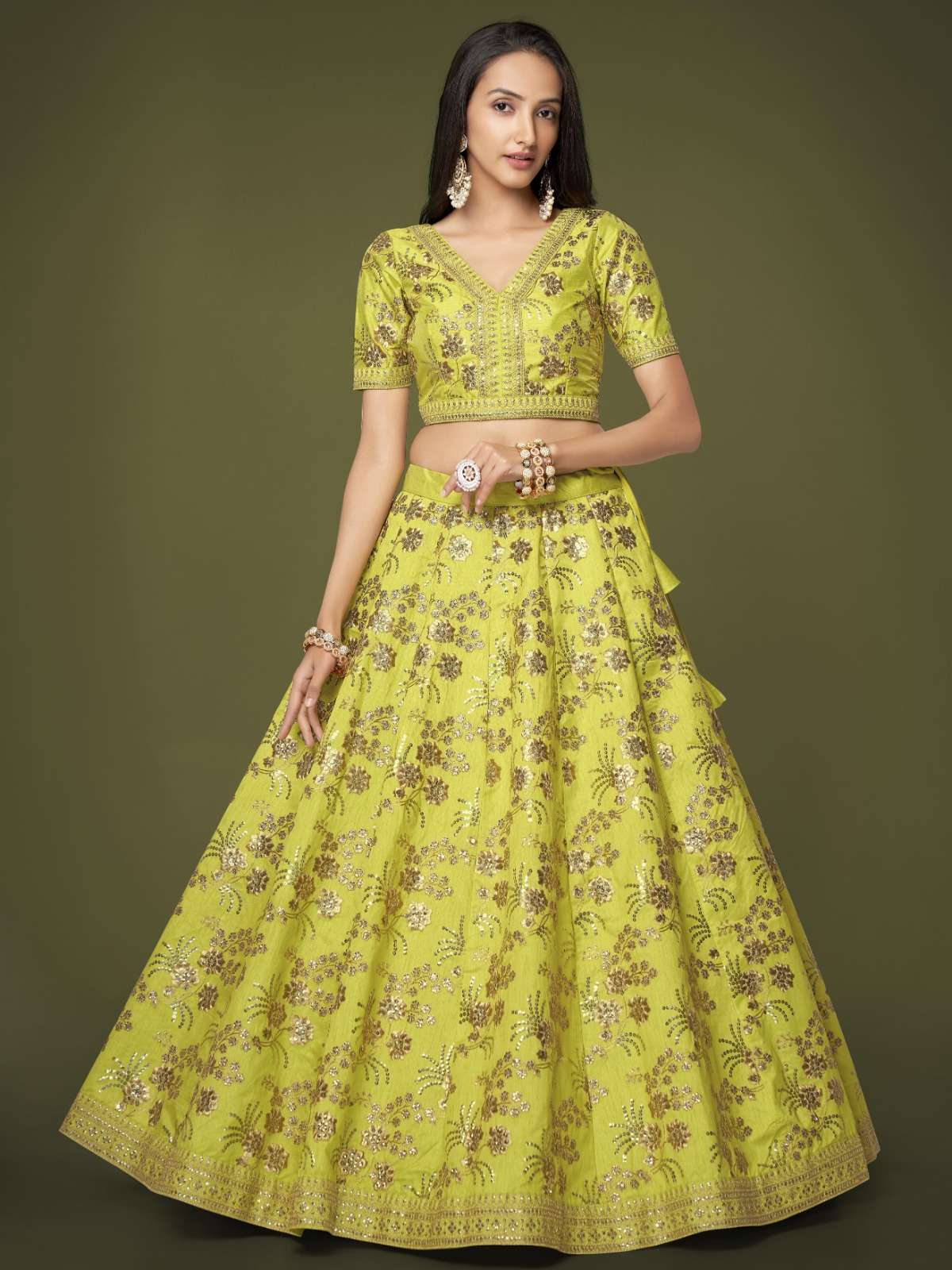 zeel 7816 amazing designs neon green color single lehenga choli 
