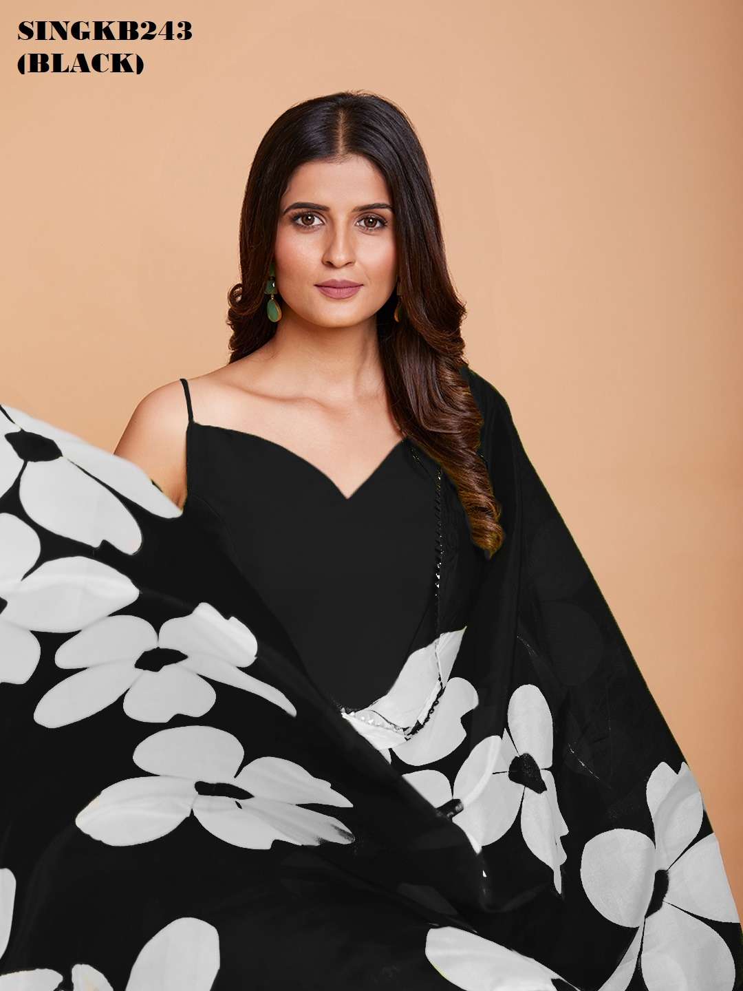 arya singkb243 black color fancy georgette gown with organza dupatta combo set