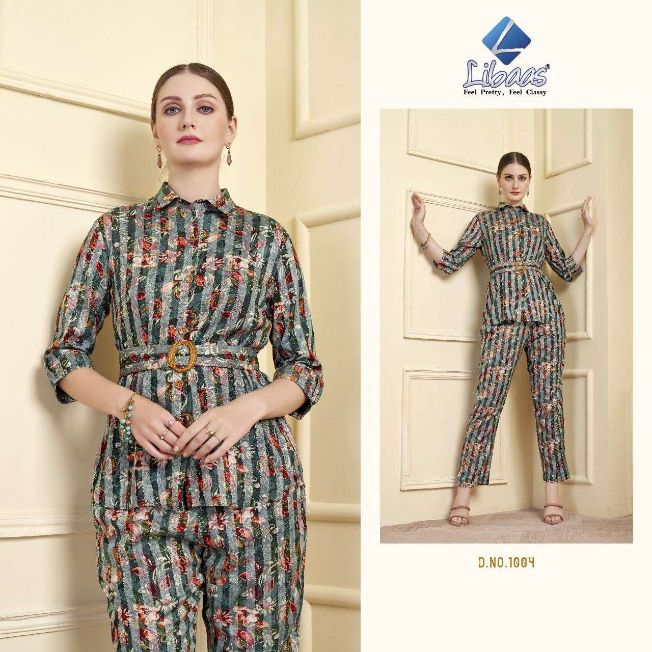 libaas present rainbow fancy cord set beautiful fullstitch front open tunic with pant