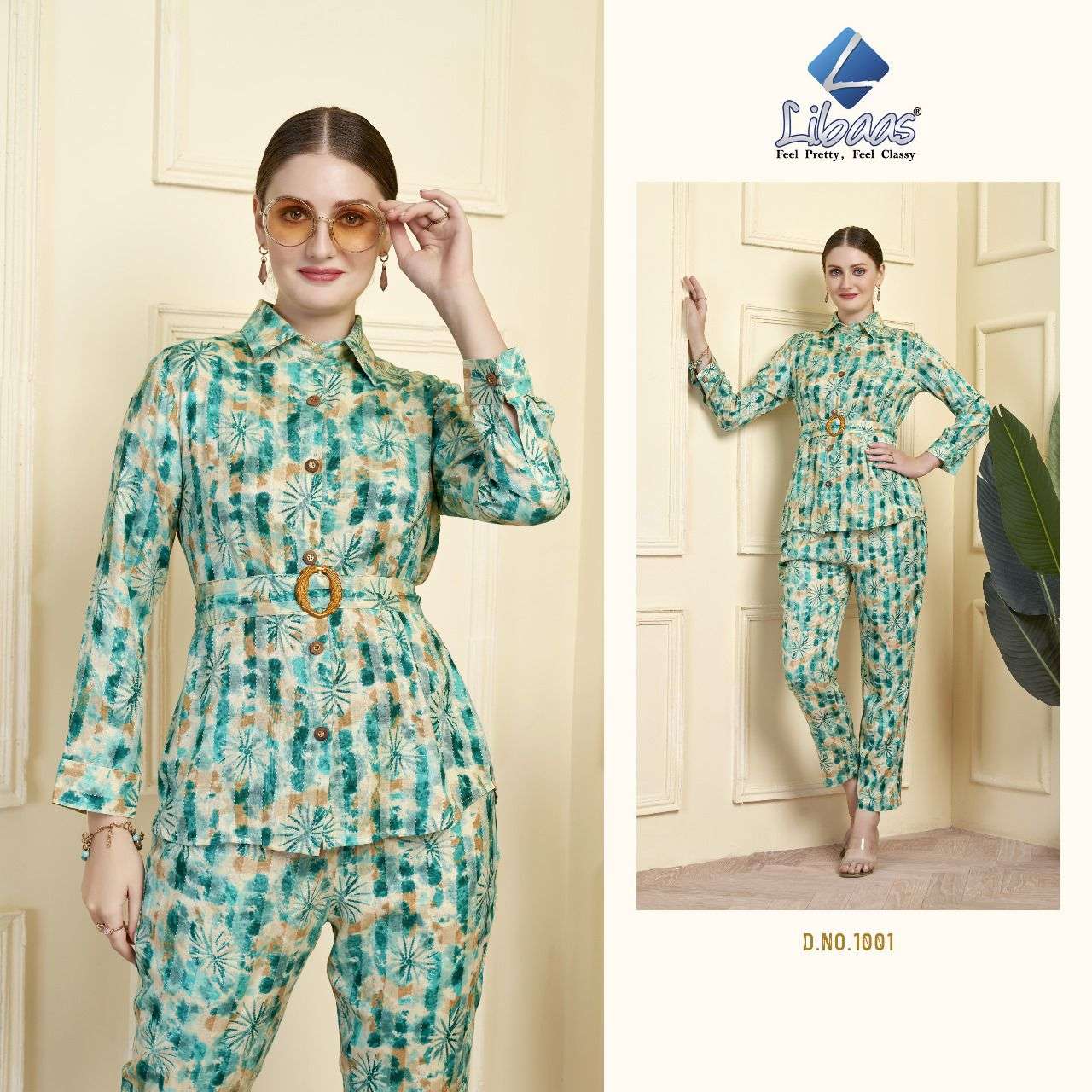 libaas present rainbow fancy cord set beautiful fullstitch front open tunic with pant