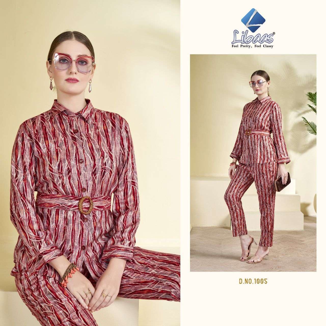 libaas present rainbow fancy cord set beautiful fullstitch front open tunic with pant