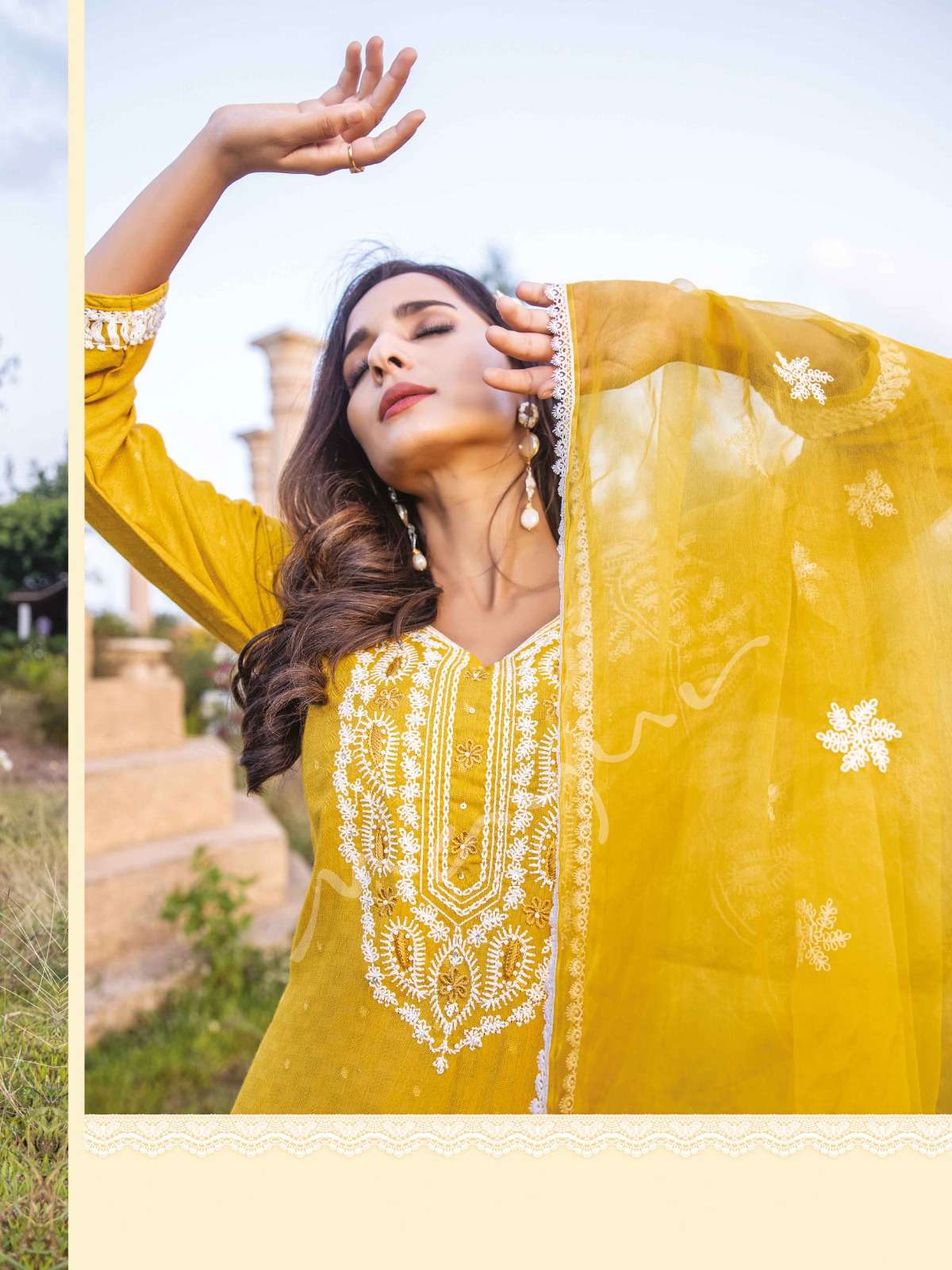 lucknowi vol 4 by mayur fashion festive wear fanctastic work kurti with pant and organza dupatta catalog