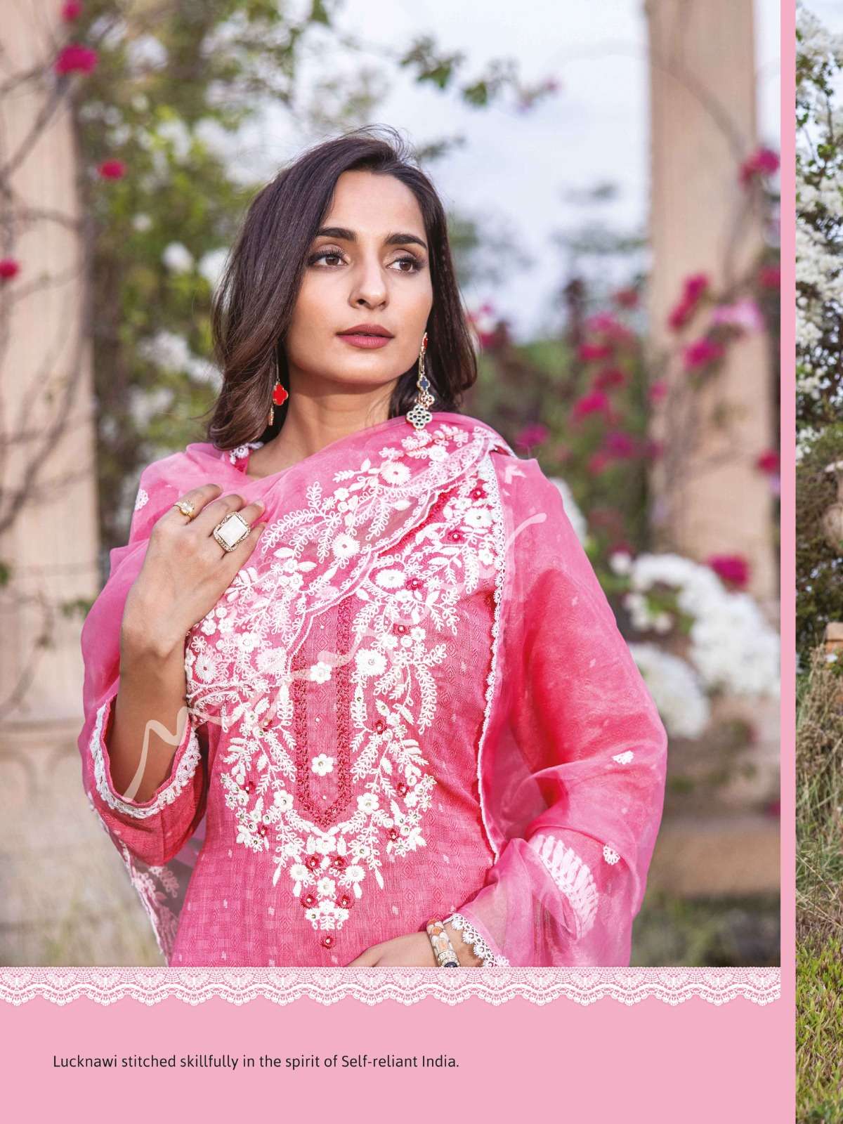 lucknowi vol 4 by mayur fashion festive wear fanctastic work kurti with pant and organza dupatta catalog