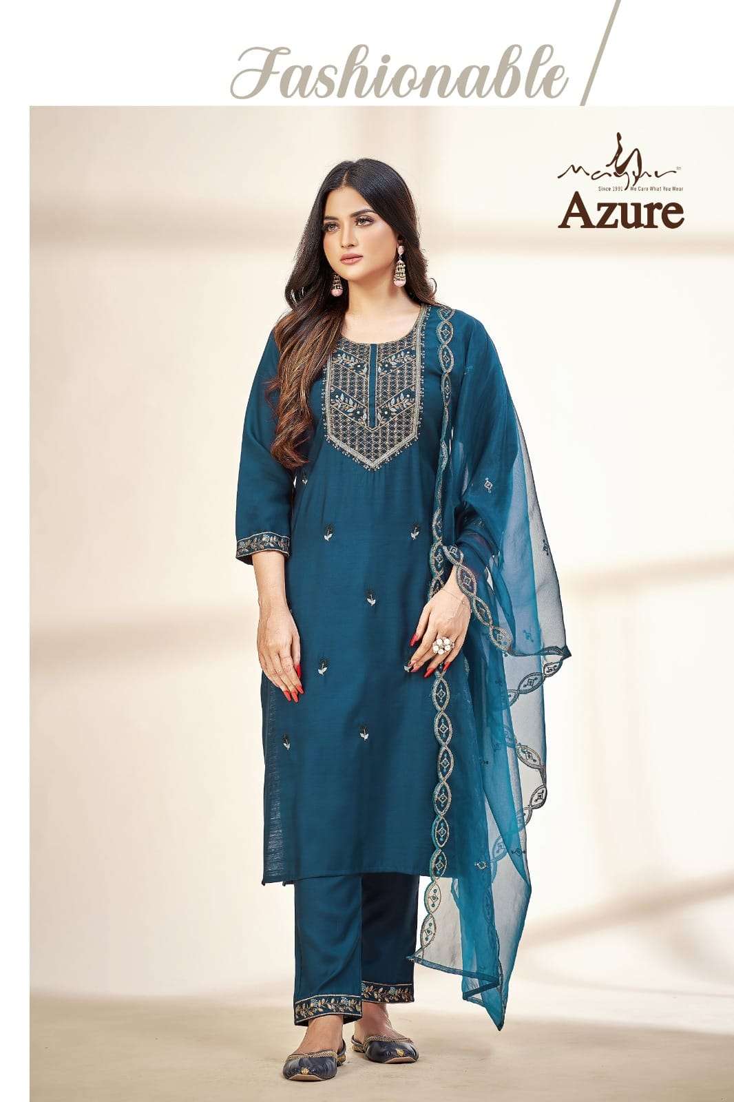 mayur fashion present azure fancy stunning work kurti with pant and dupatta catalog