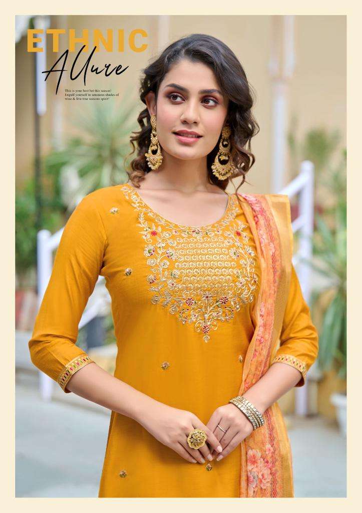 pirohi present dilkash vol 1 fancy kurti with pant and organza digital print dupatta catalog