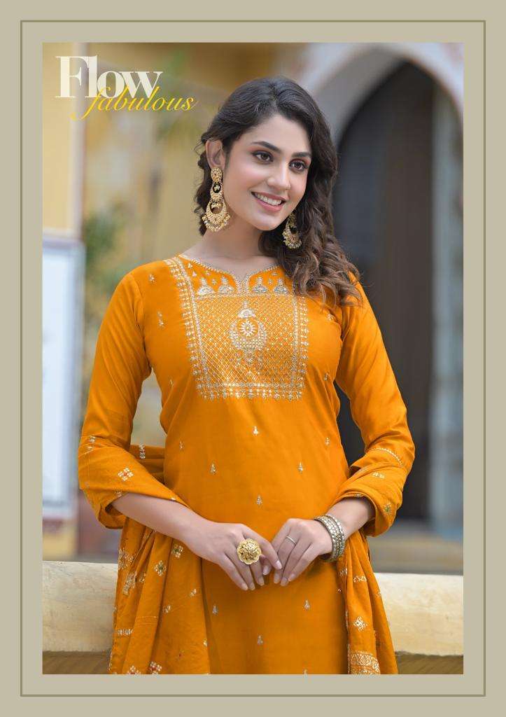 pirohi present kalhaar vol 1 embroidery work kurti with pant and banarasi dupatta catalog