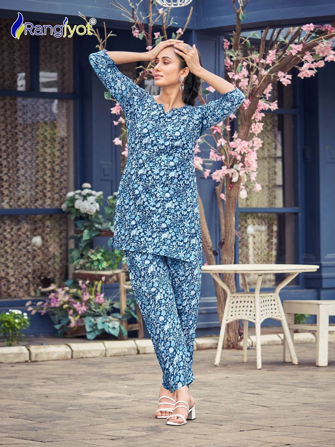 rangjyot present cotton naya fancy cord set adorable short top with pant