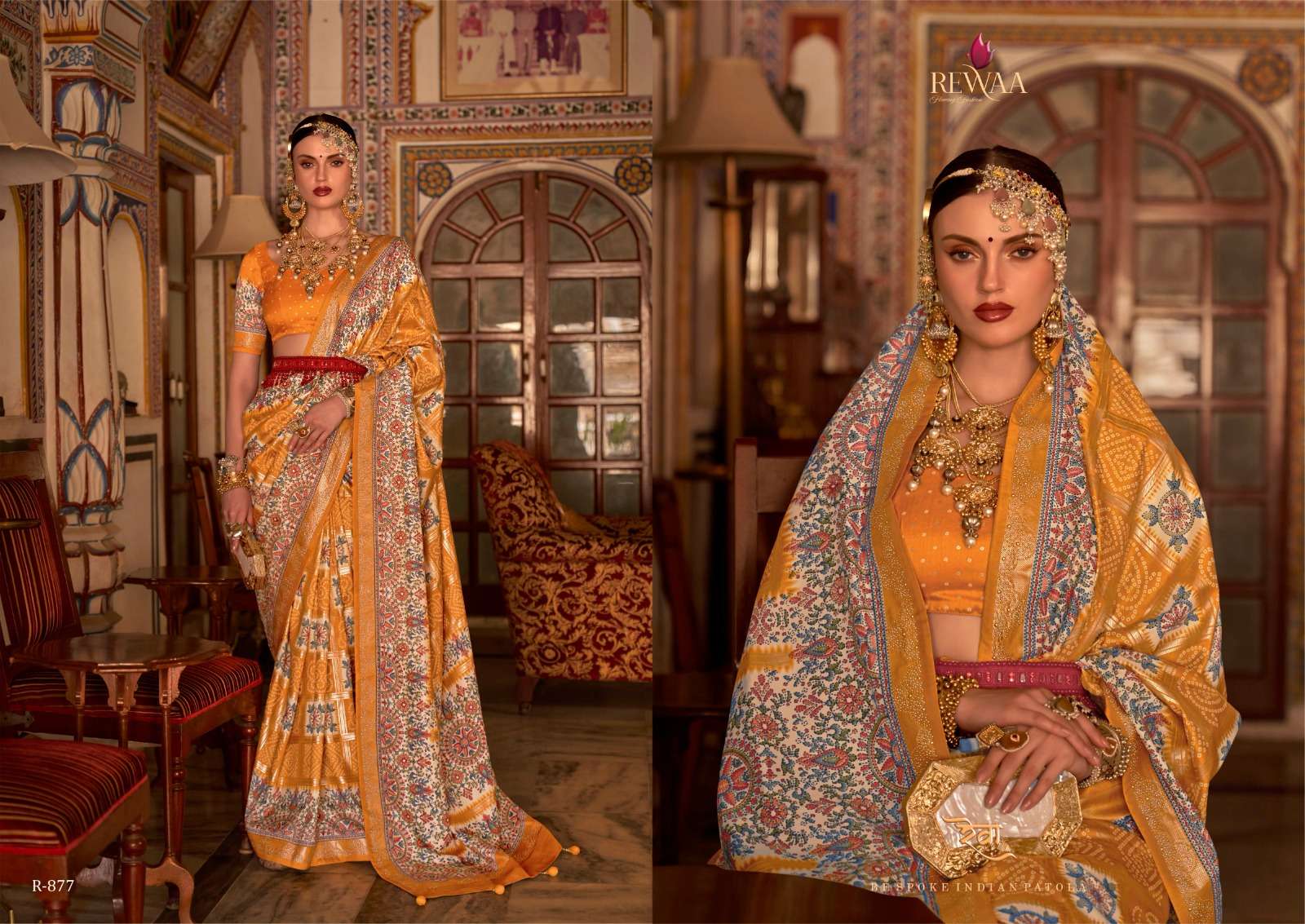 rewaa present parampara 876-884 series wedding wear single design matching colors silk sarees
