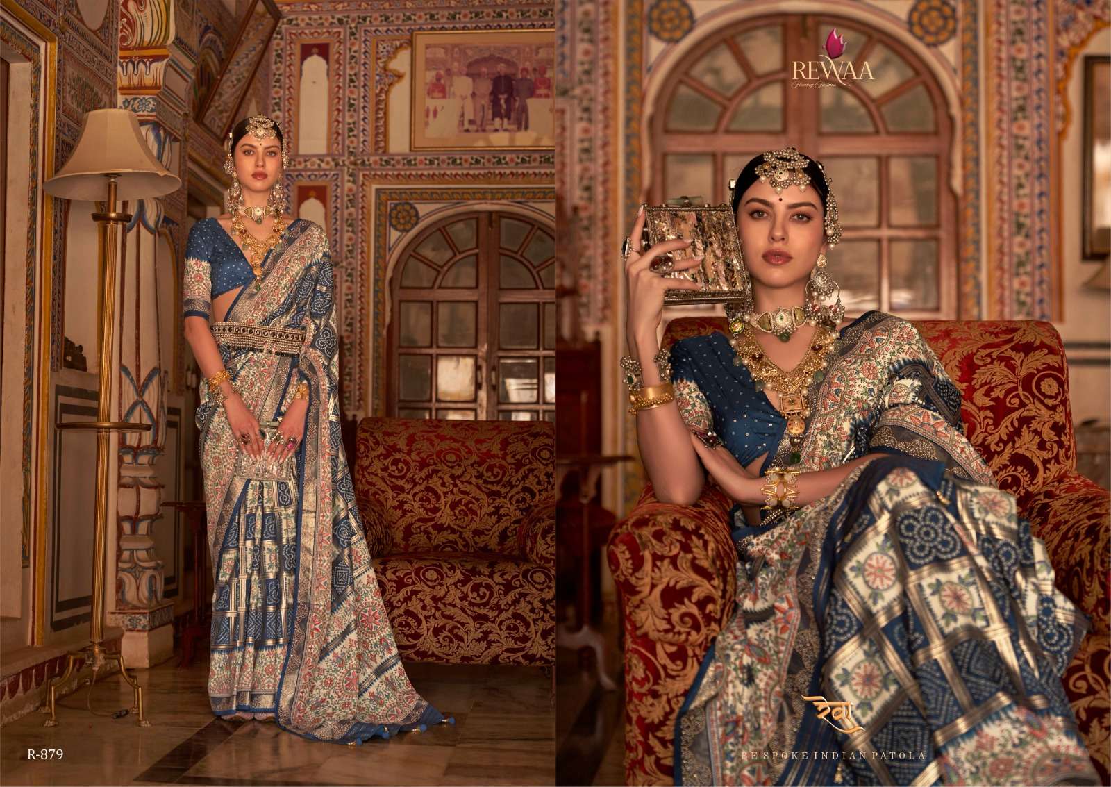 rewaa present parampara 876-884 series wedding wear single design matching colors silk sarees