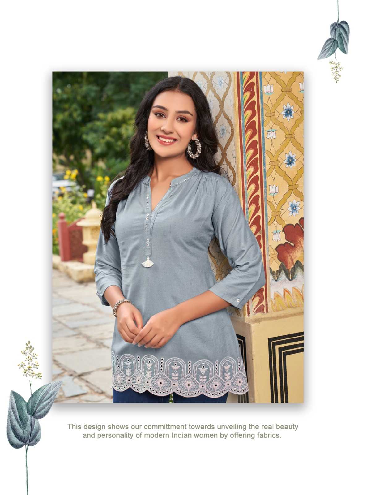 heritage creation cherry designer fullstitch short kurti with elegant handwork 