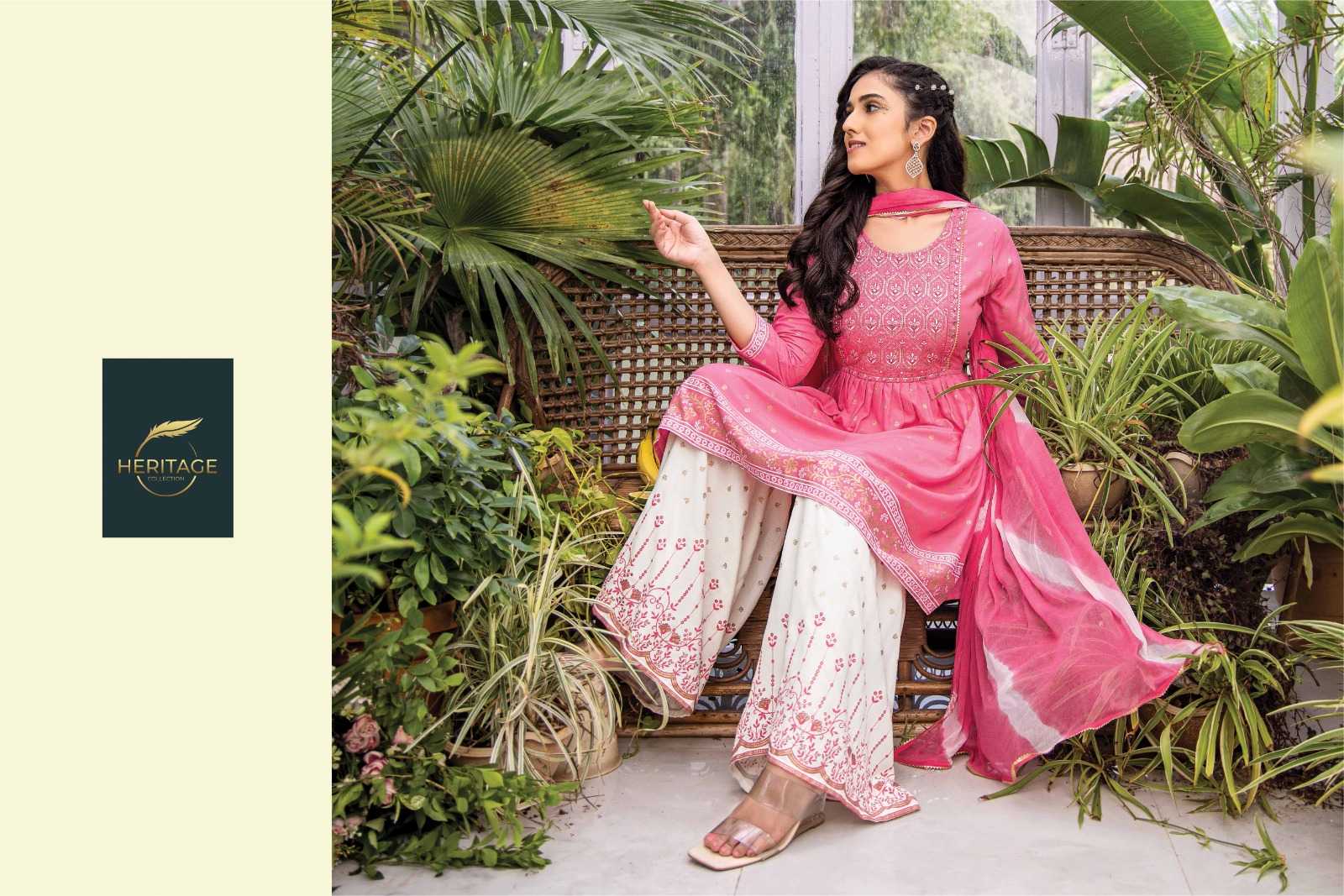 heritage creation noor diwali special designer kurti sharara dupatta readymade collection