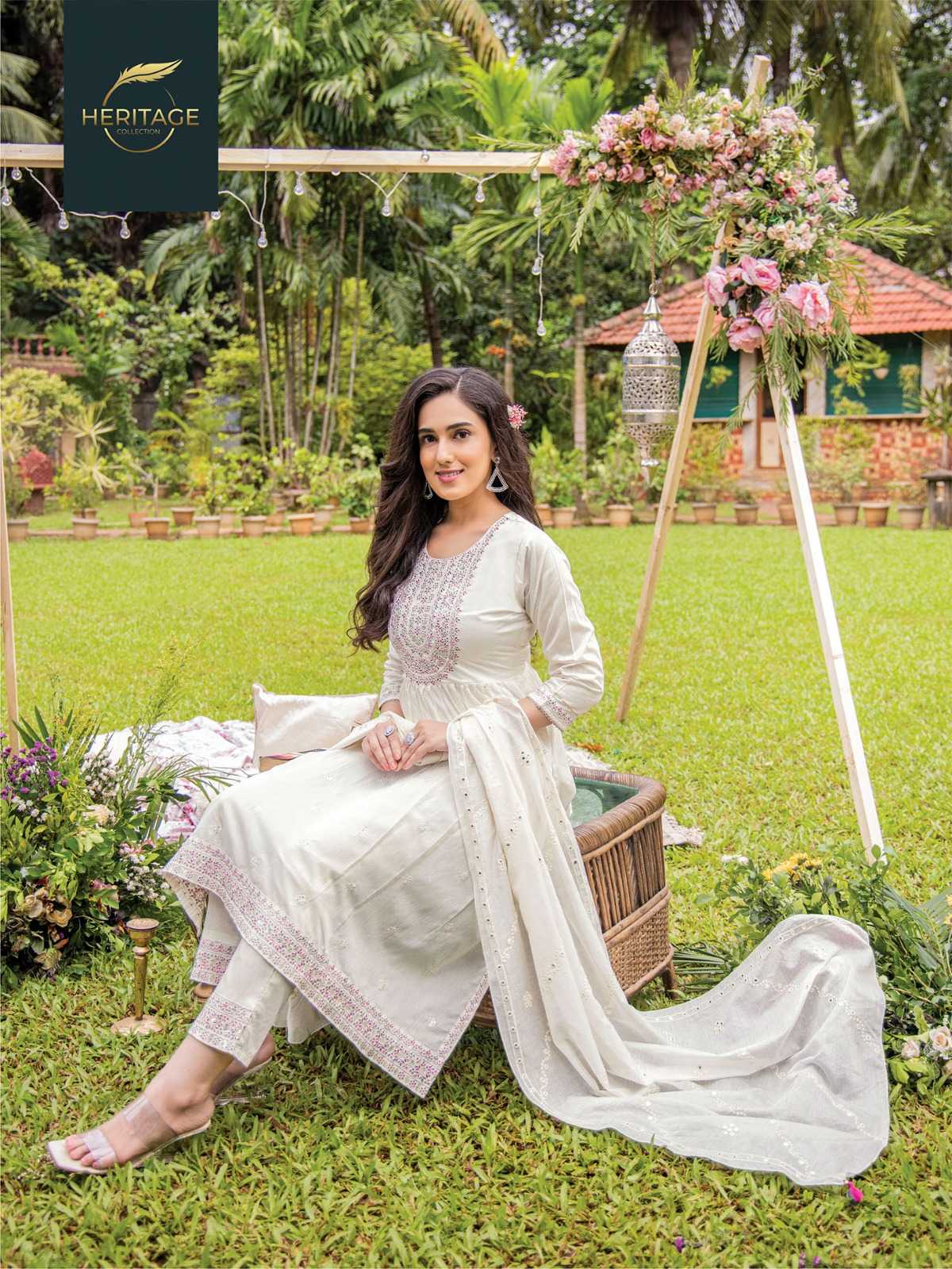 heritage creation zoya beautiful flair kurti bottom dupatta readymade collection