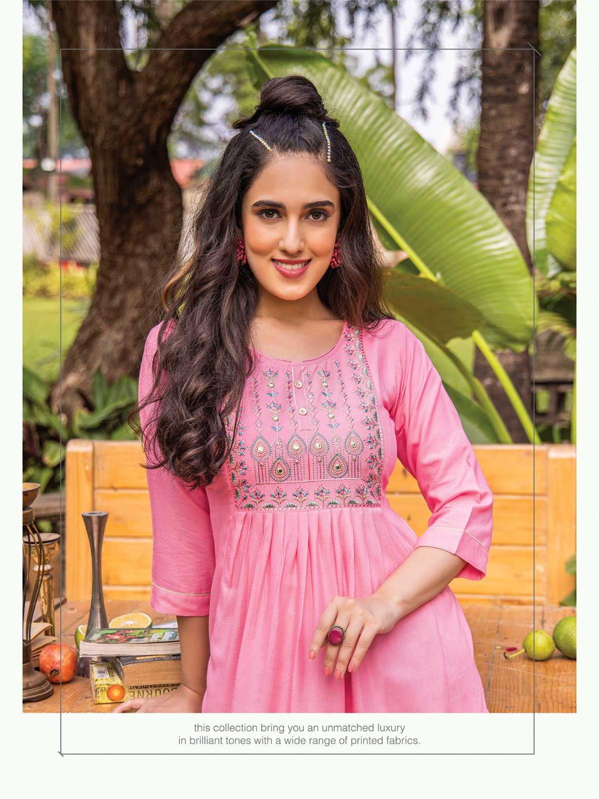 heritage kajree vol 5 designer fullstitch short kurti with embroidery work