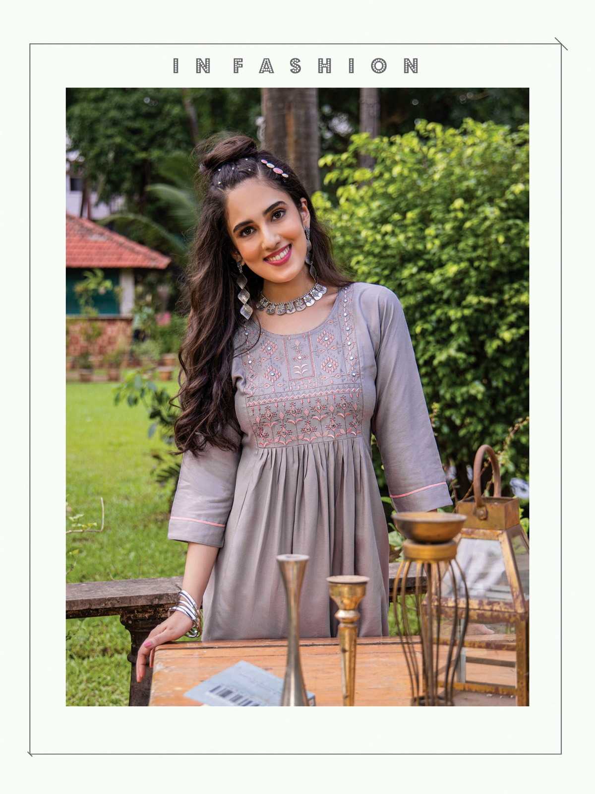 heritage kajree vol 5 designer fullstitch short kurti with embroidery work