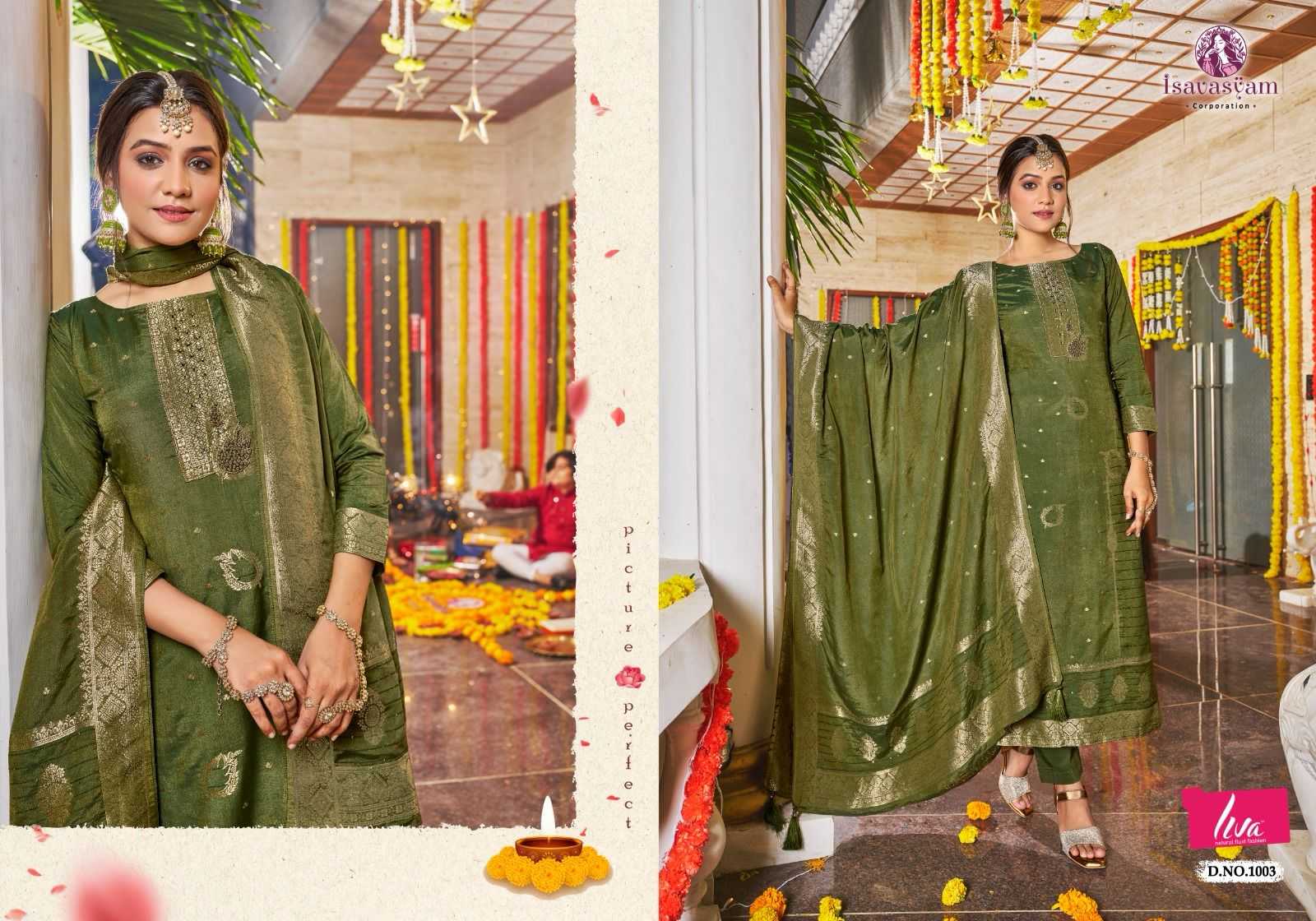 isavasyam present banarasi handwork festive wear readymade salwar kameez catalog