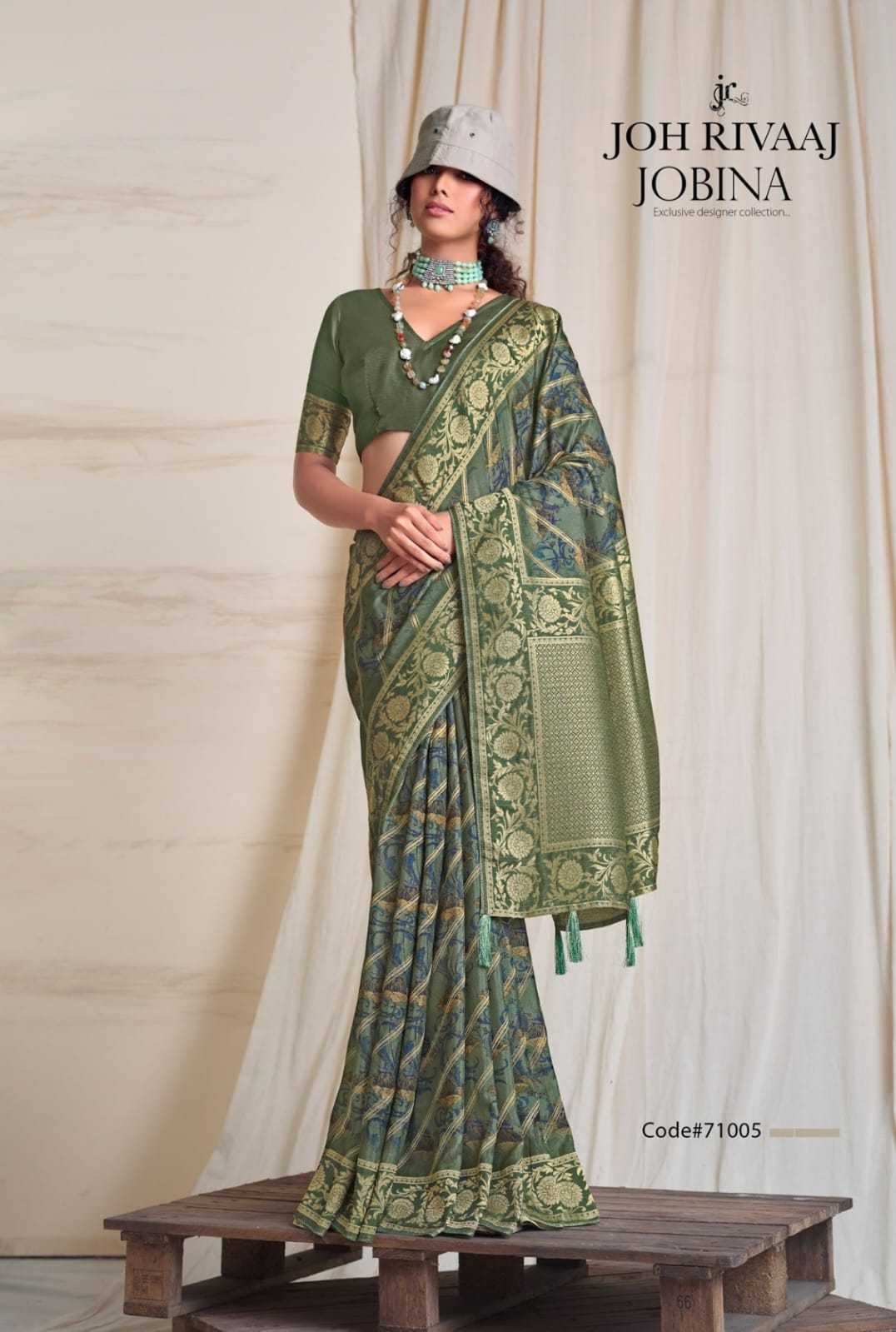 joh rivaaj jobina 71001-71009 fancy party wear saree for occasion catalog