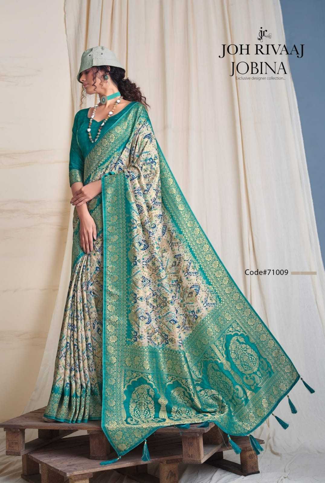 joh rivaaj jobina 71001-71009 fancy party wear saree for occasion catalog