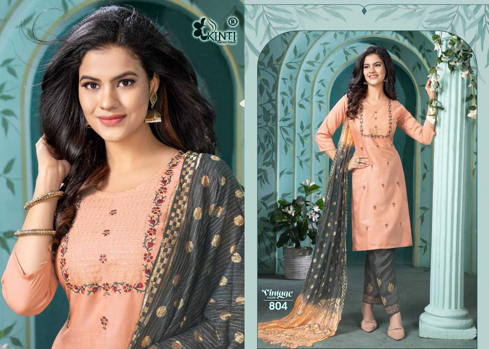 kinti vintage vol 8 fullstitch reasonable rate fancy kurti pant dupatta set