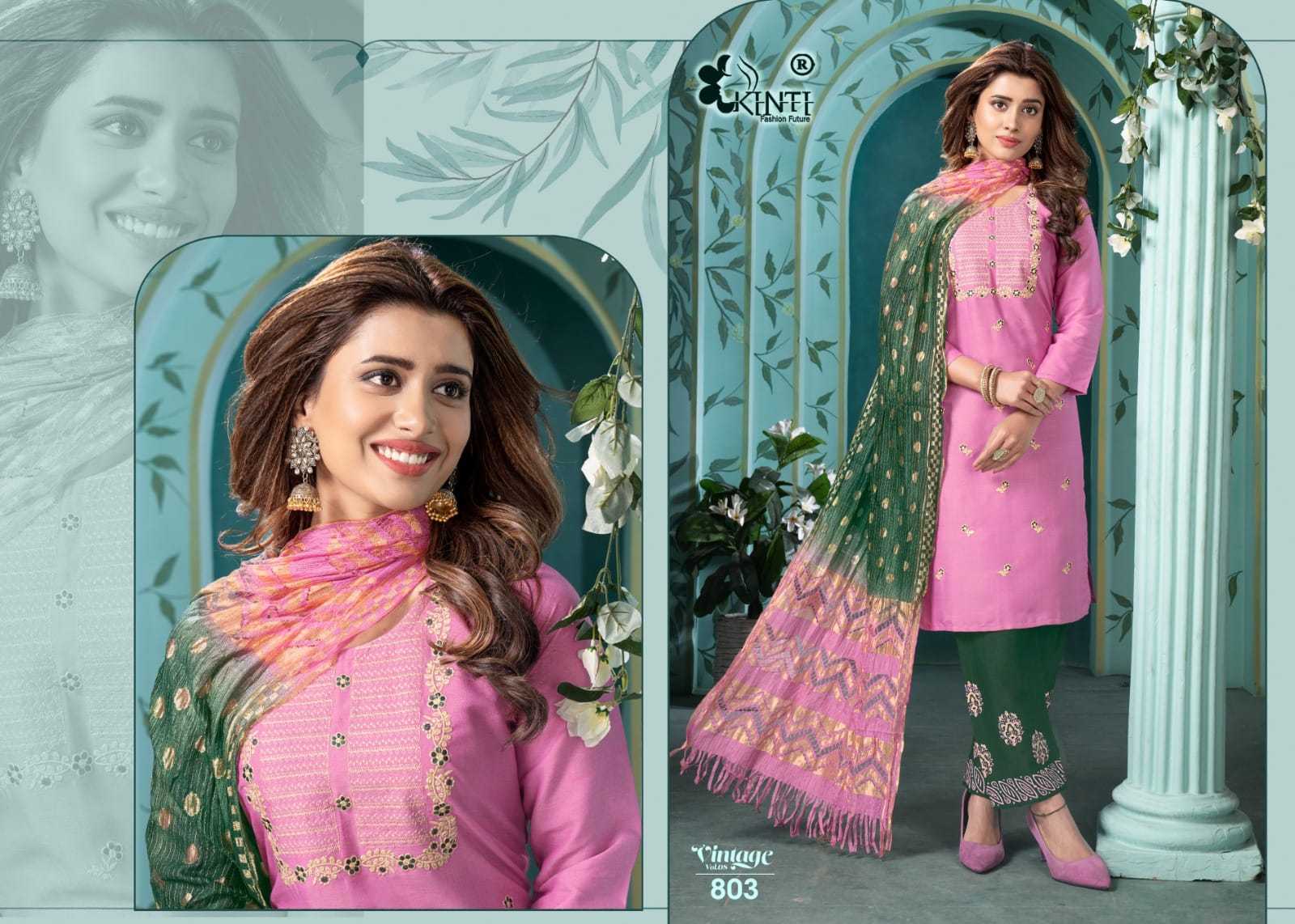 kinti vintage vol 8 fullstitch reasonable rate fancy kurti pant dupatta set