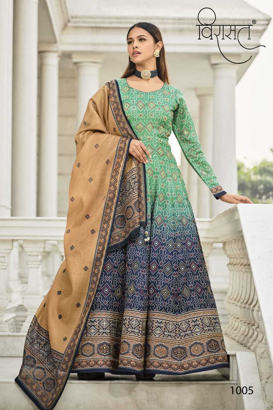 virasat morepinch nx readymade bandhani print gown with dupatta catalog