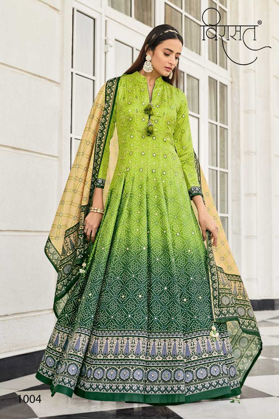 virasat morepinch nx readymade bandhani print gown with dupatta catalog