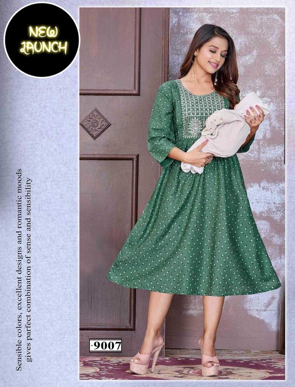 JLF HALDI VOL.5 RAYON PRINT FEEDING KURTI WITH EMBROIDERY SEQUENCE NACK WORK CATALOG WHOLESALER BEST RATE