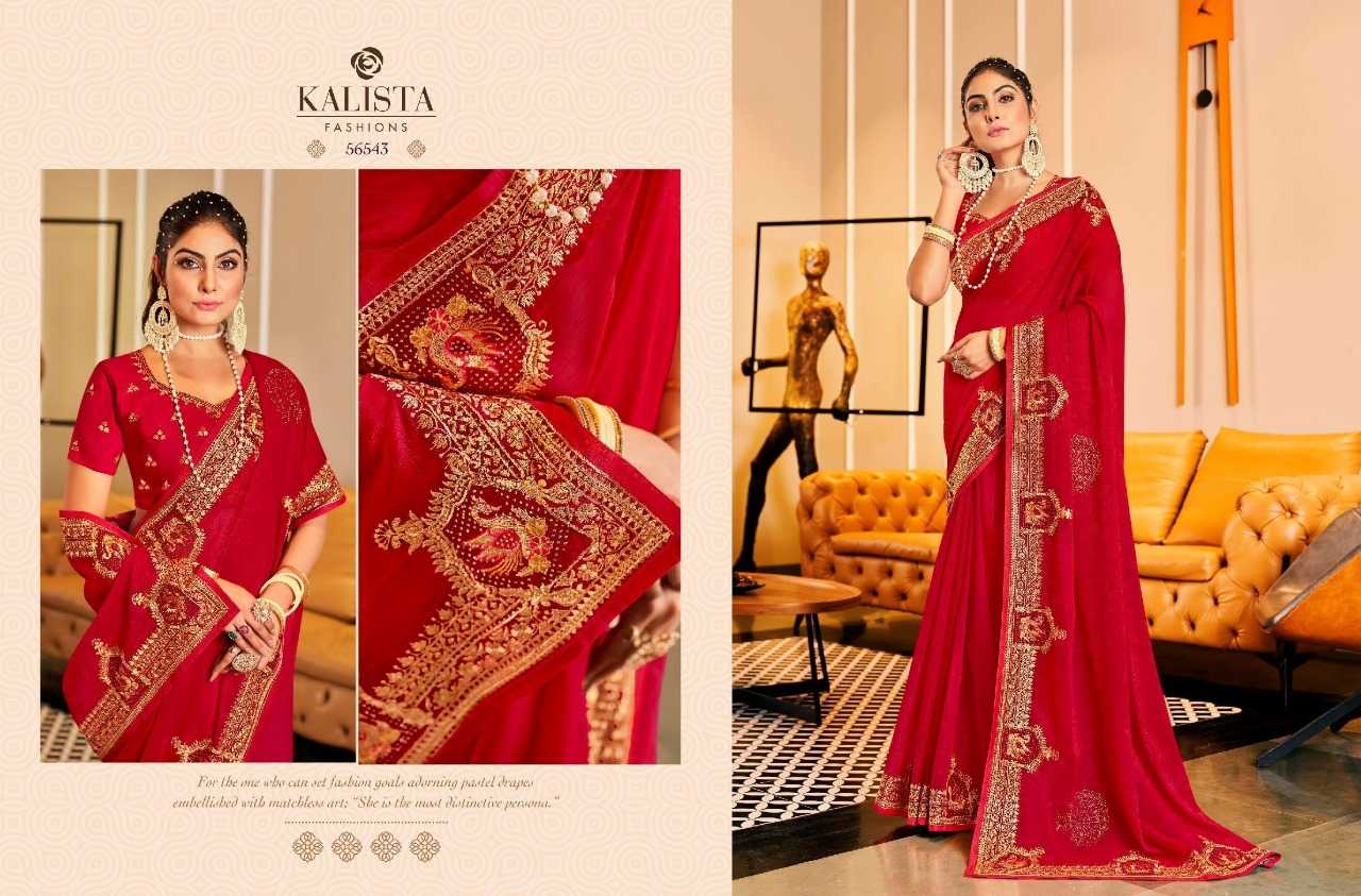 kalista fashion khwaish gold edition designer swarovski saree with fancy blouse