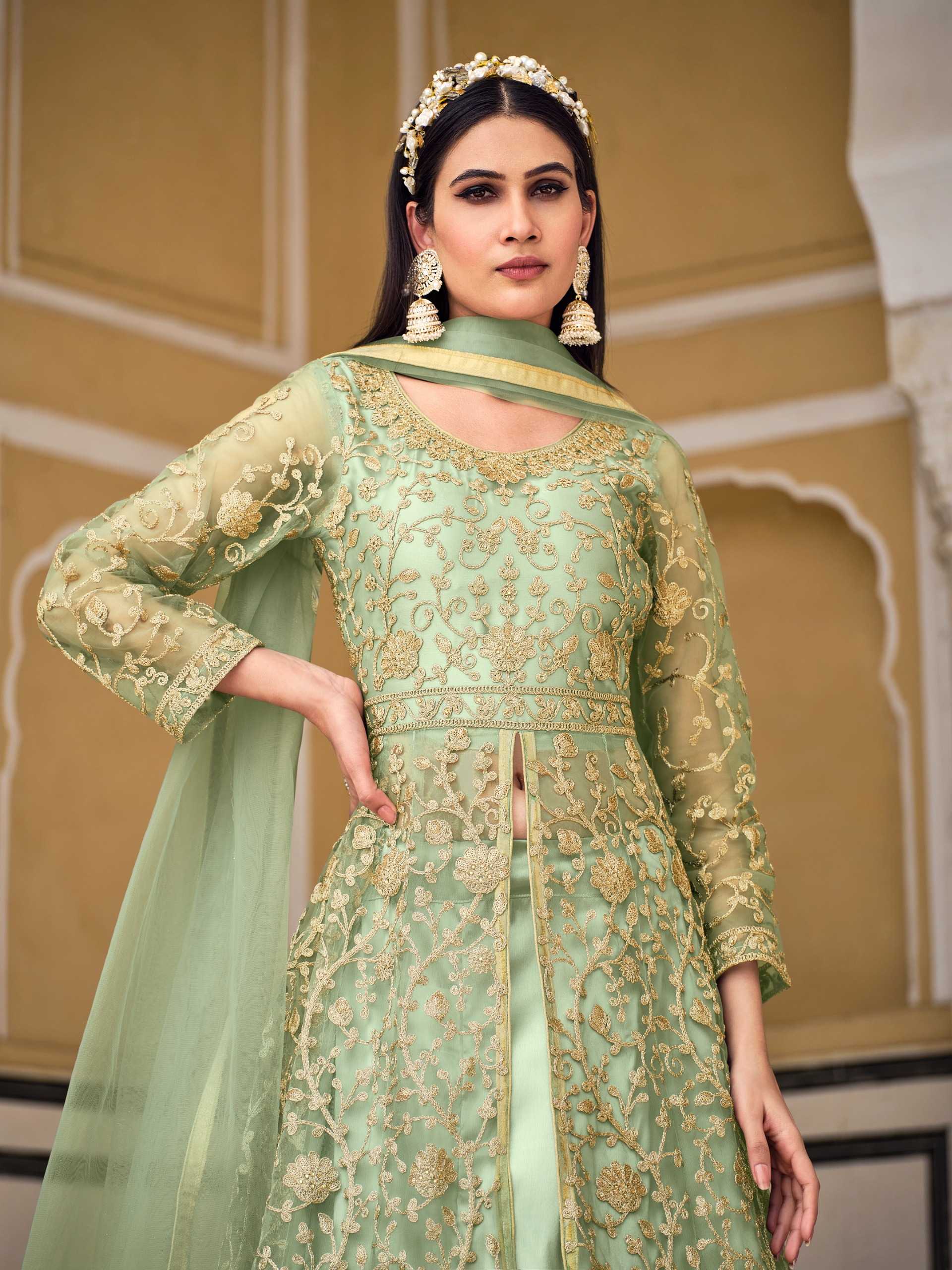 senhora samara 2085 color designer wedding wear unstitch long kurti skirt and dupatta supplier 