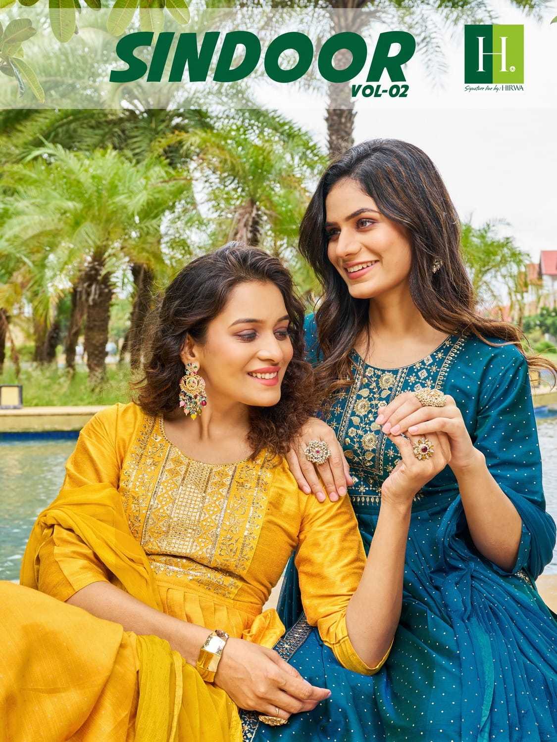 sindoor vol 2 by hirwa fancy readymade nayra cut 3pcs set catalog